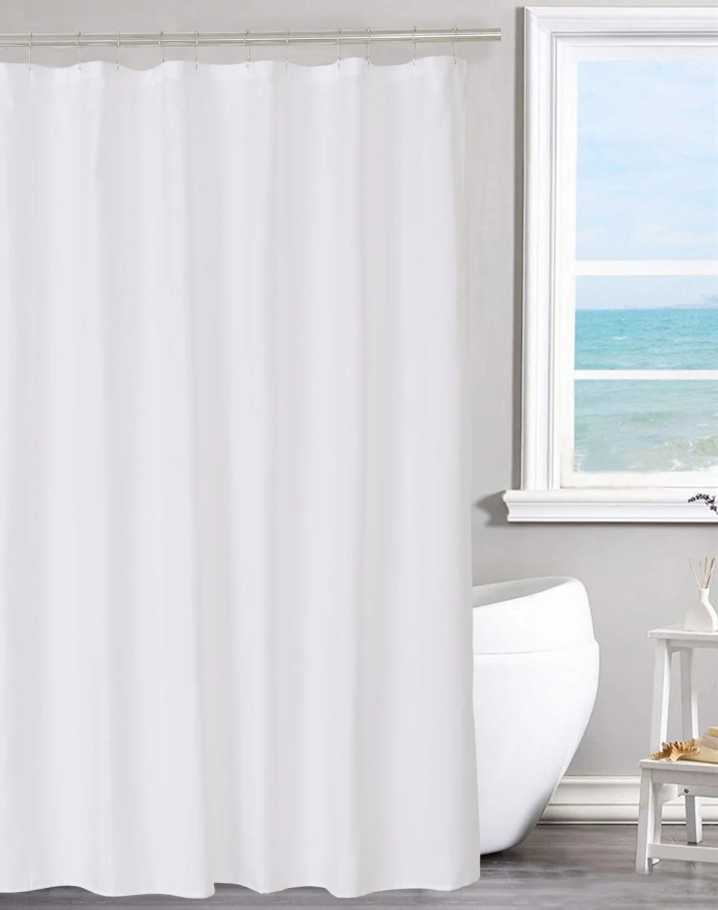 Artisan N Y HOME Fabric Shower Curtain Liner Solid White with Magnets Hotel Quality Machine Washable 70 x 72 inches for Bathroom High-Quality