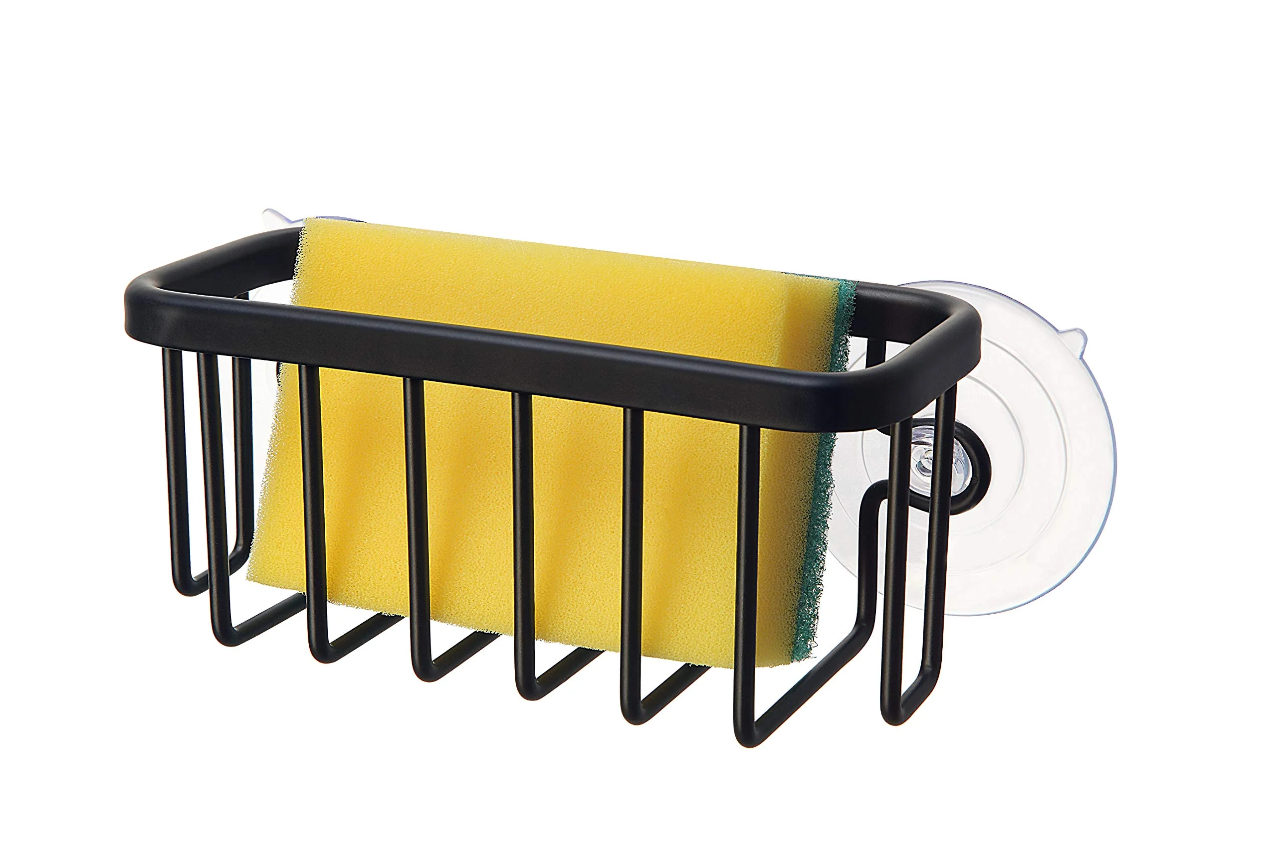 Sustainable SunnyPoint Rust Sink Caddy for Sponges Soap Scrubbers Adhesive Mount with Extra Suction Cup Aluminum 6 x2.5 x2.75 Black Original Design
