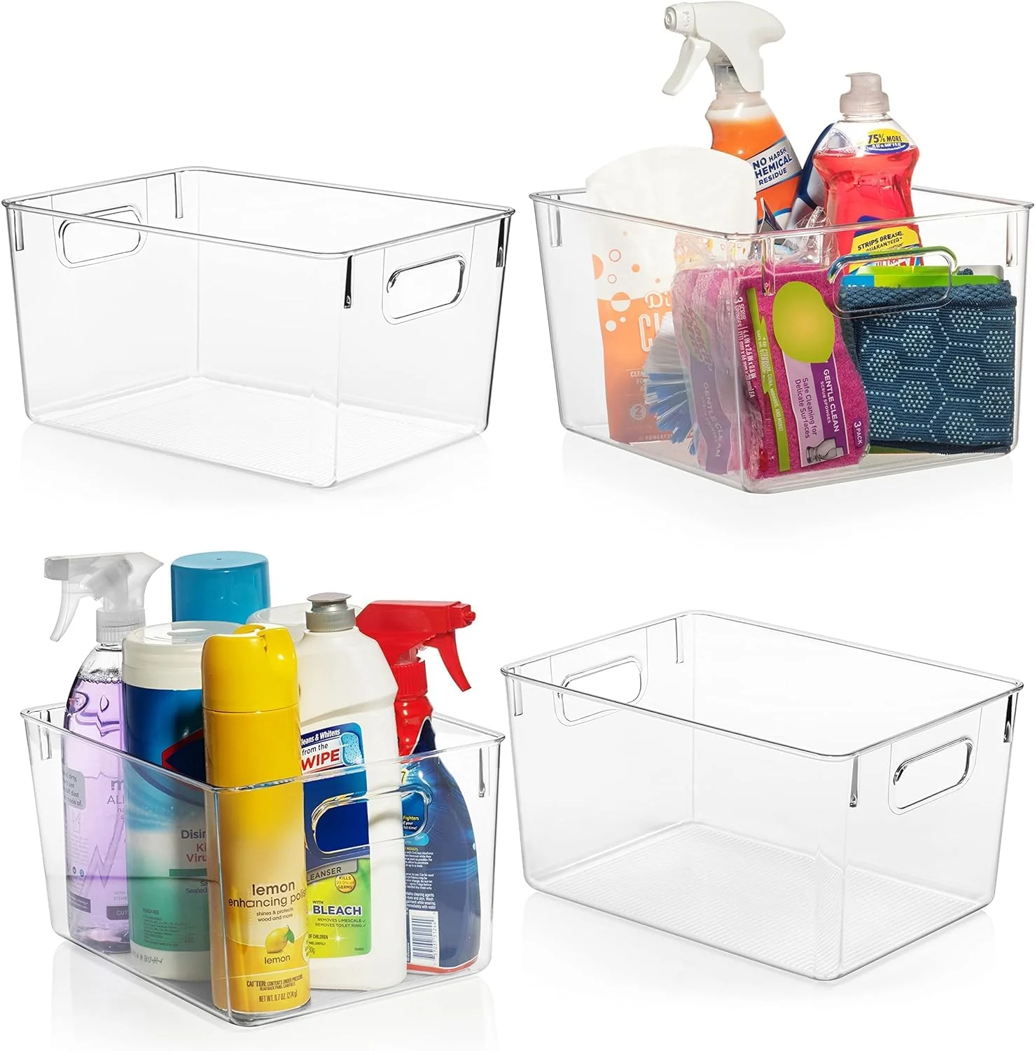 Classic ClearSpace Clear Plastic Storage Bins – Pantry Cabinet Organizers for Kitchen Laundry Office Closet Garage zer Durable