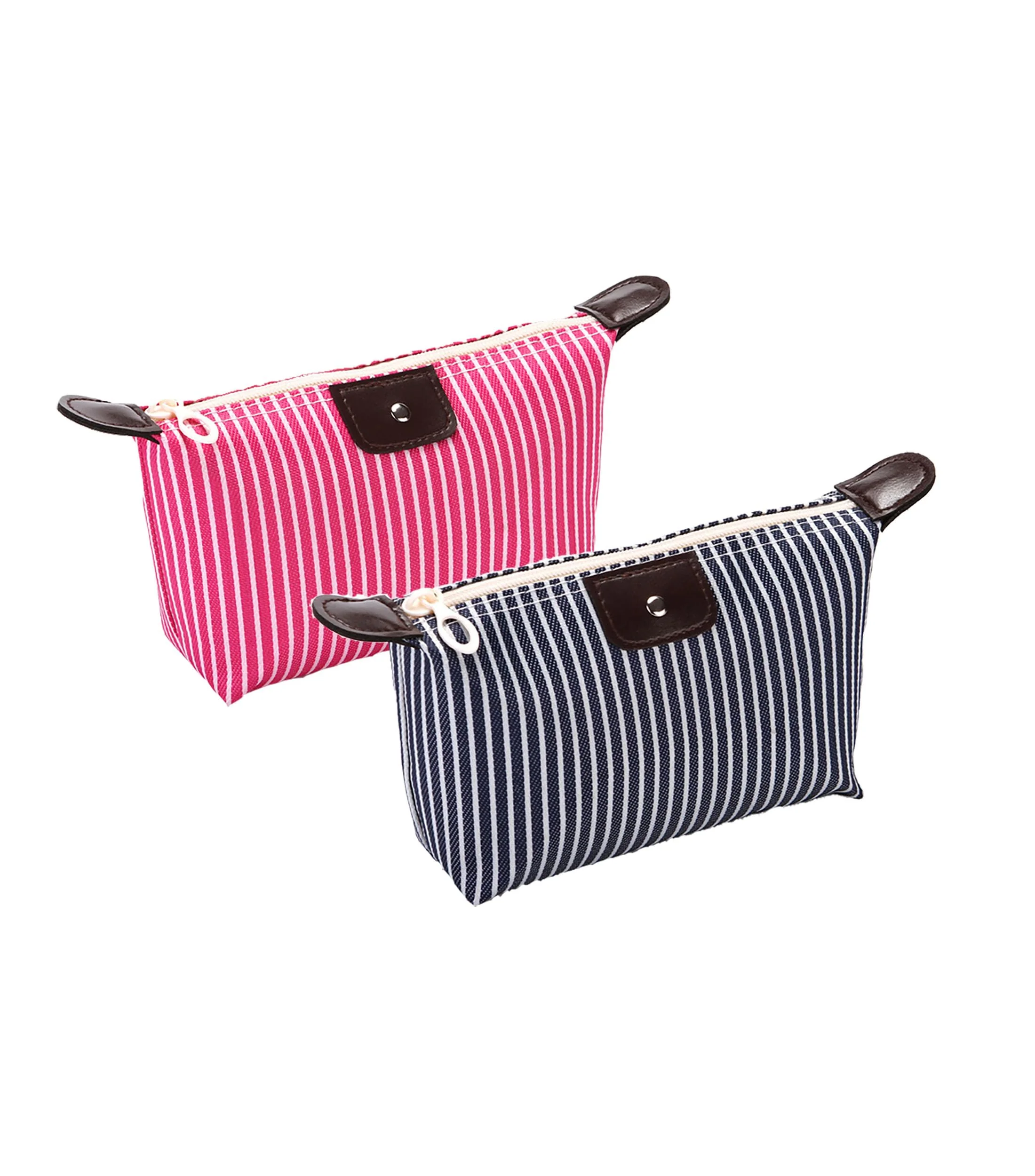 Easy-to-Use THTAJ 2 Pack Makeup Bag – Preppy Travel Cosmetic Pouch Nylon Toiletry Bag Light Pink Skincare Organizer Tiny Makeup Bag Set Elite