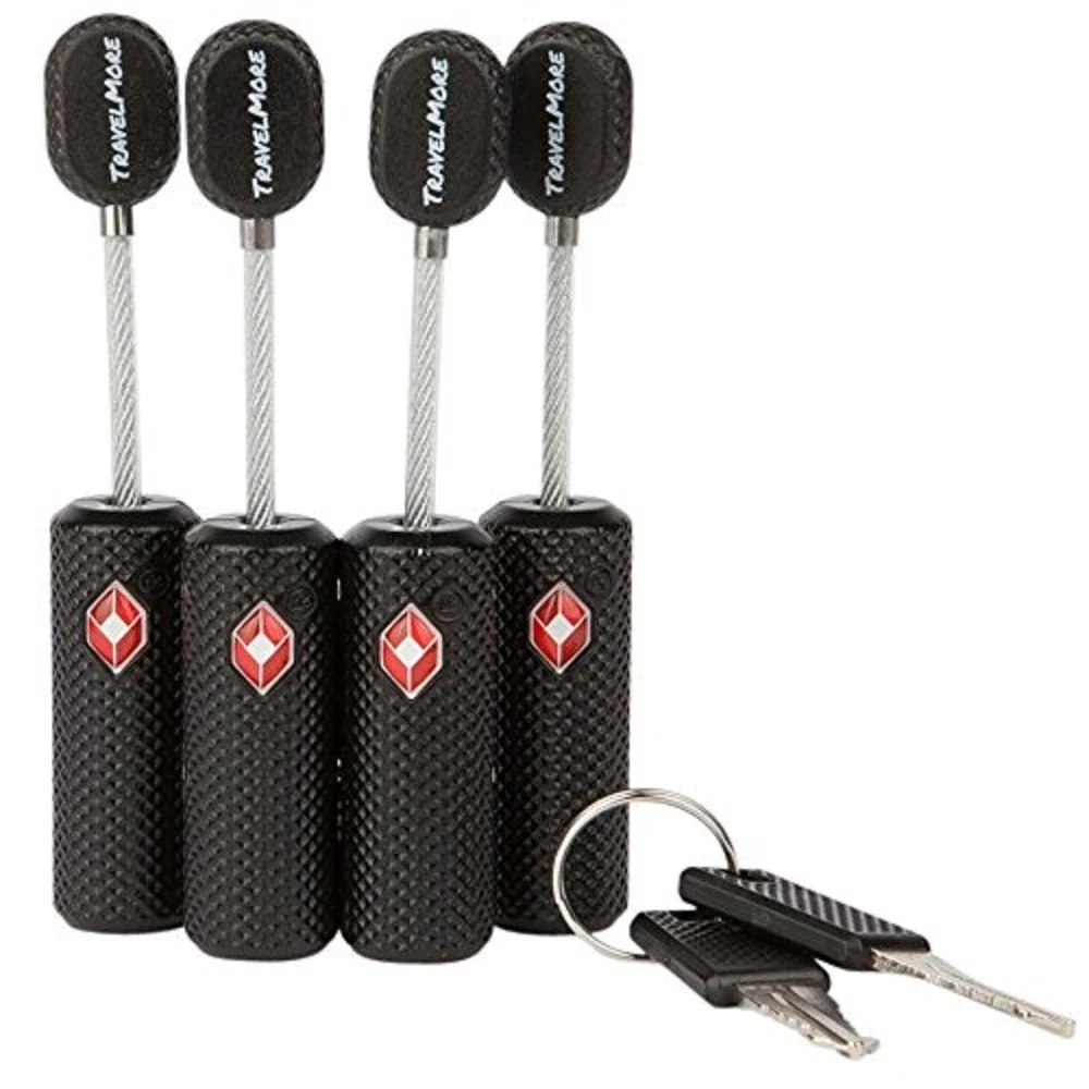 Classic 4 Pack TSA Luggage Locks with Keys – Mini Key Padlocks Flexible Ultra Secure Travel Locks Zinc Alloy Black Fashionable