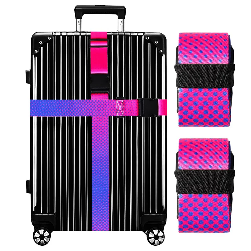 Unique Gowraps TSA Luggage Straps – 2 Pack Adjustable Bright Luggage Belt for Suitcases Carry-On Bags Travel Accessories Gradient Breathable