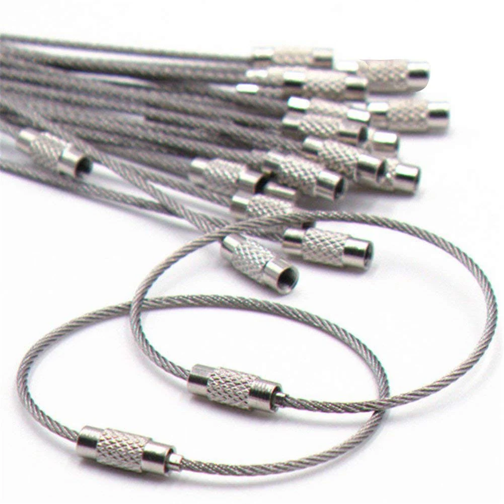 Unique 20pcs Stainless Steel Wire Keychains Aircraft Cable Cable Key Ring for Hanging ID Tags or Luggage Tags 6.3 inch 2mm Sustainable