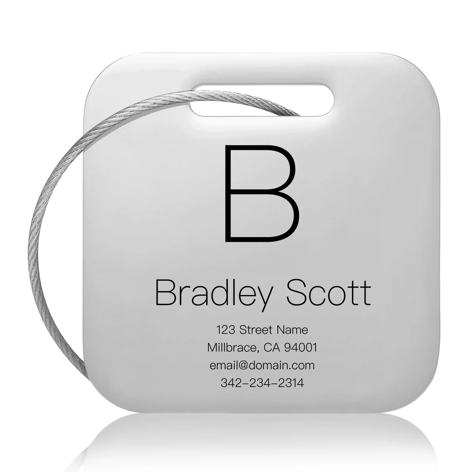 Lightweight KCULE Customized Stainless Steel Luggage Tags Personalize Your Suitcases Backpacks and Bags with Your Text Silver Fast