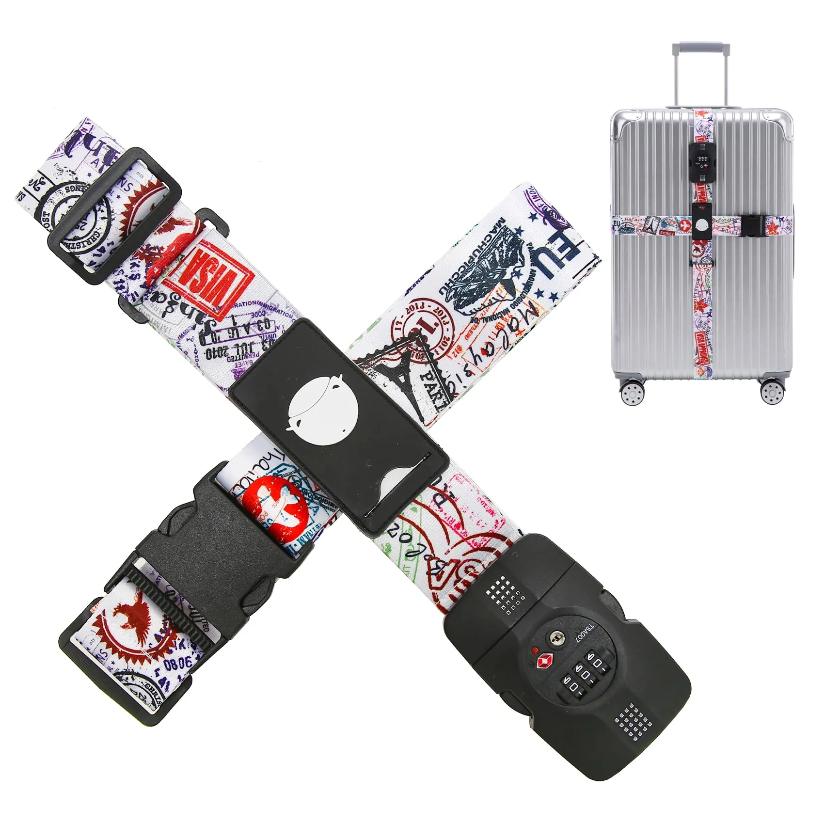 Relaxed Travelkin TSA Luggage Straps – Adjustable Cross Suitcase Straps with Lock Reinforced Buckle Unique Pattern for Secure Travel Classic
