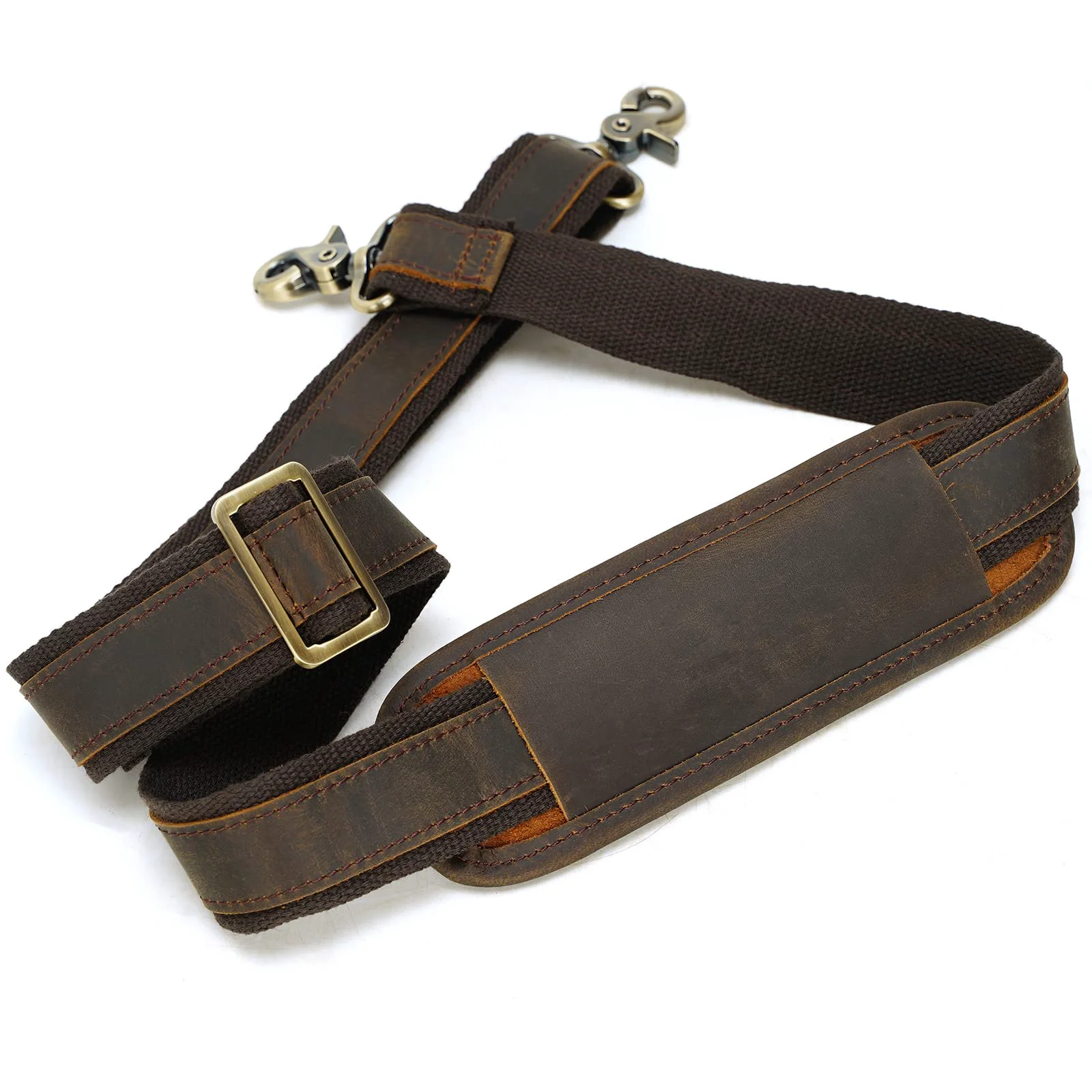 Next-Generation Polare Full Grain Leather Adjustable Shoulder Strap with Metal Hook for Briefcase Messenger Shoulder Duffel Bag Dark Brown Elegant