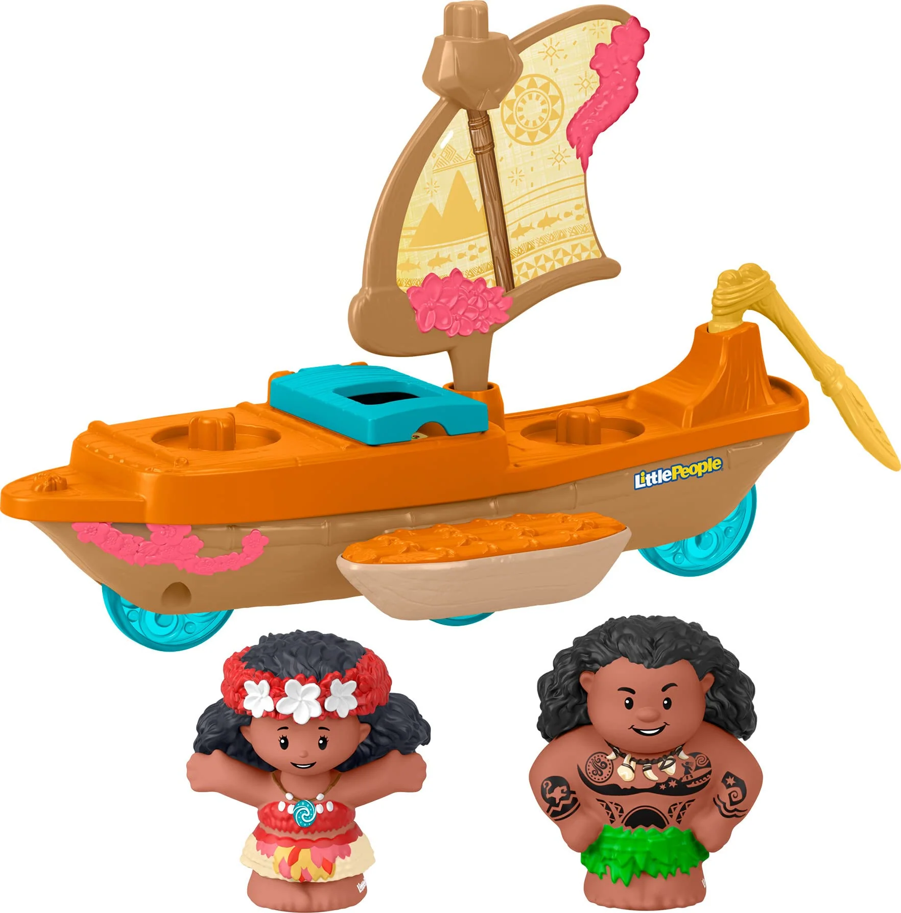Fast Fisher-Price Little People Toddler Toy Disney Princess Moana Maui s Canoe Sail Boat with Figures for Pretend Play Ages 18 Months Advanced