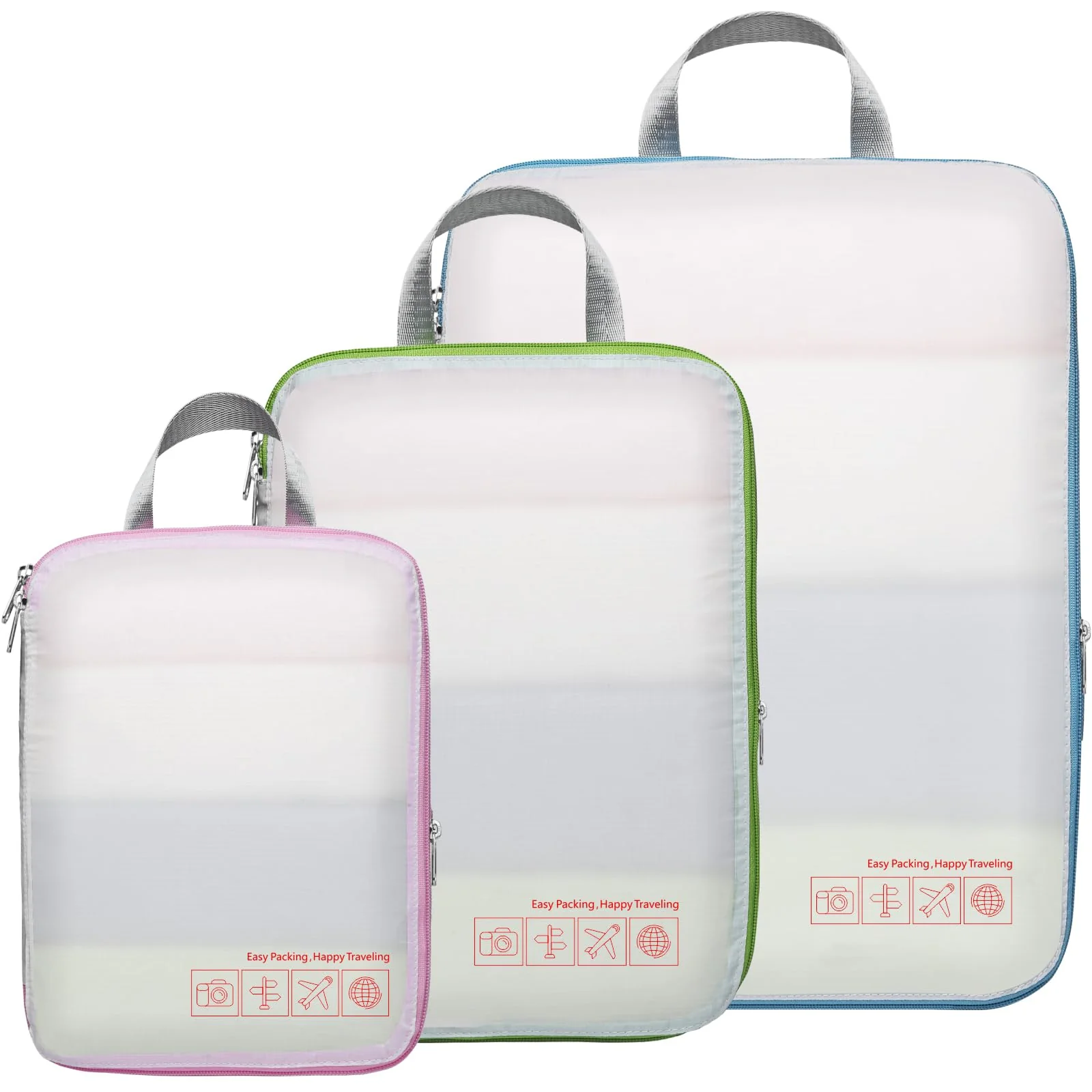 Reliable Cambond Compression Packing Cubes for Travel Women - 3 Pack Luggage Organizers Bags Travel Essentials Compression Cubes for Carry on Suitcases White Traditional