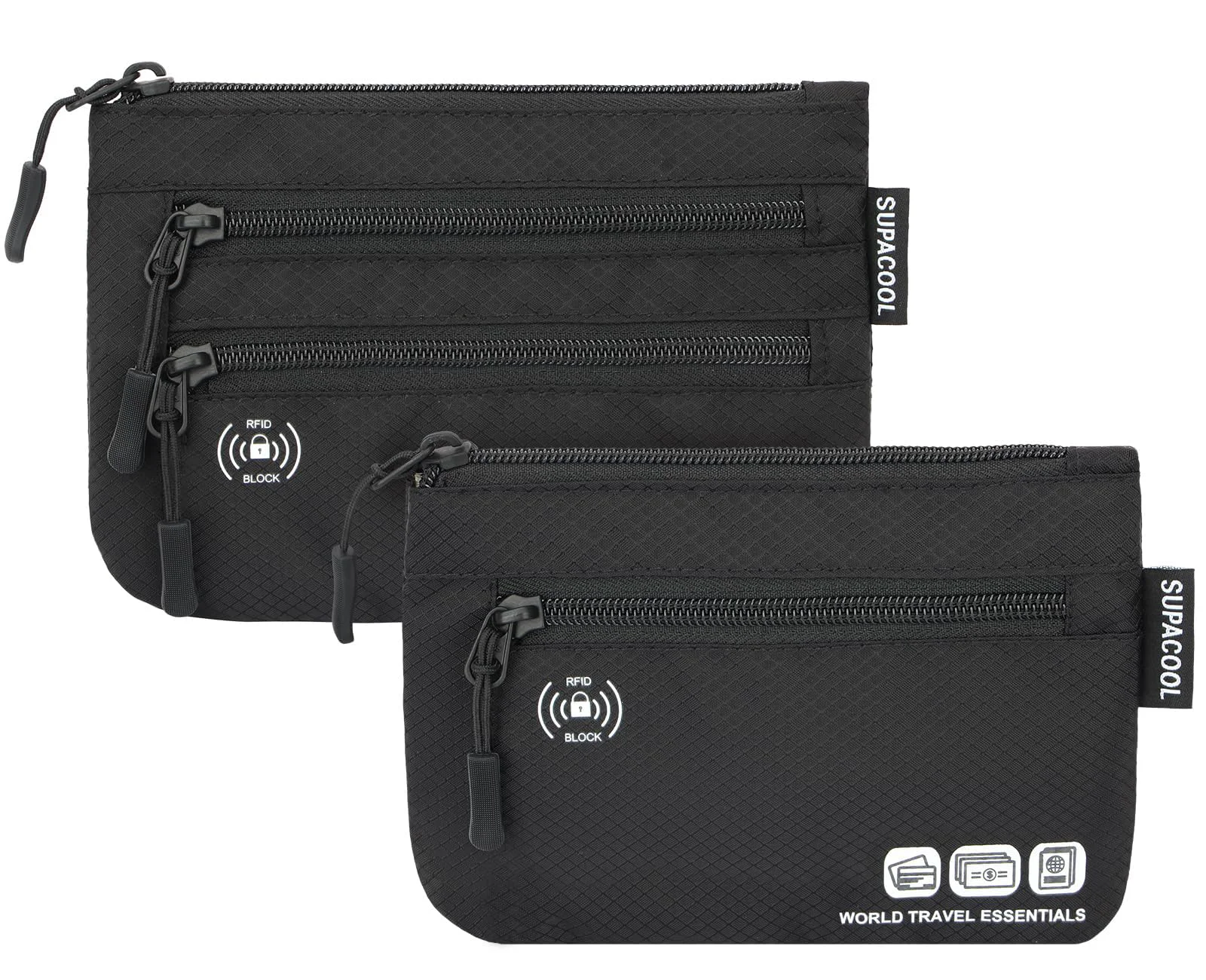 Consistent SUPACOOL Passport Holder Bag – RFID Blocking Travel Wallet Card Organizer Pouch for Men Women Family 2-Piece Set Black Reliable