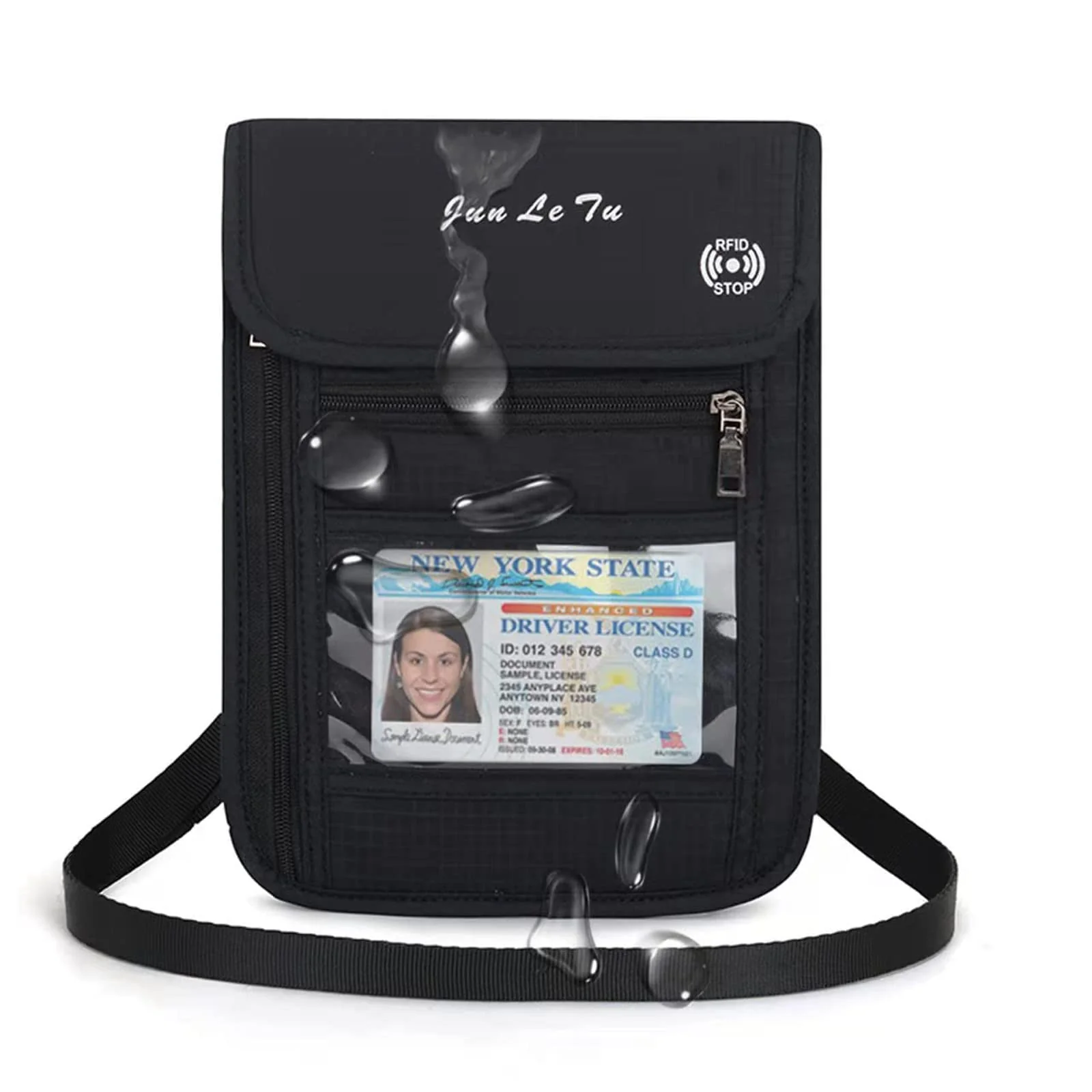 Advanced ROOSALANCE Passport Holder – RFID Blocking Travel Wallet with Visual Window Waterproof Neck Pouch Document Organizer for Men Women Black Breathable