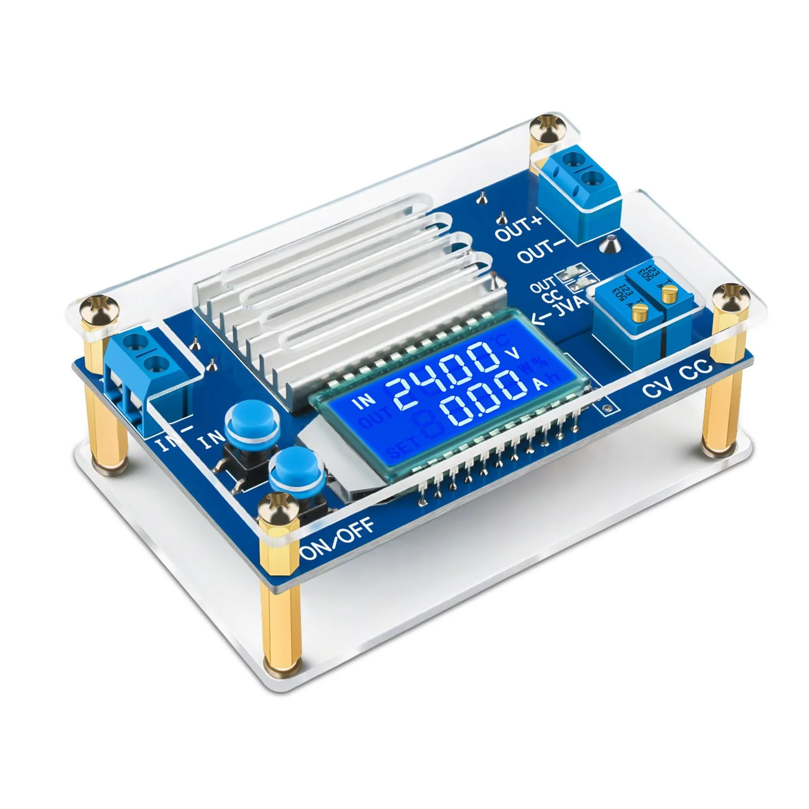 World-Class DROK DC Buck Converter 12A – Adjustable Power Supply 5.3-32V to 1.2-32V Step Down Voltage Regulator with LCD for RV Solar Golf Cart Green