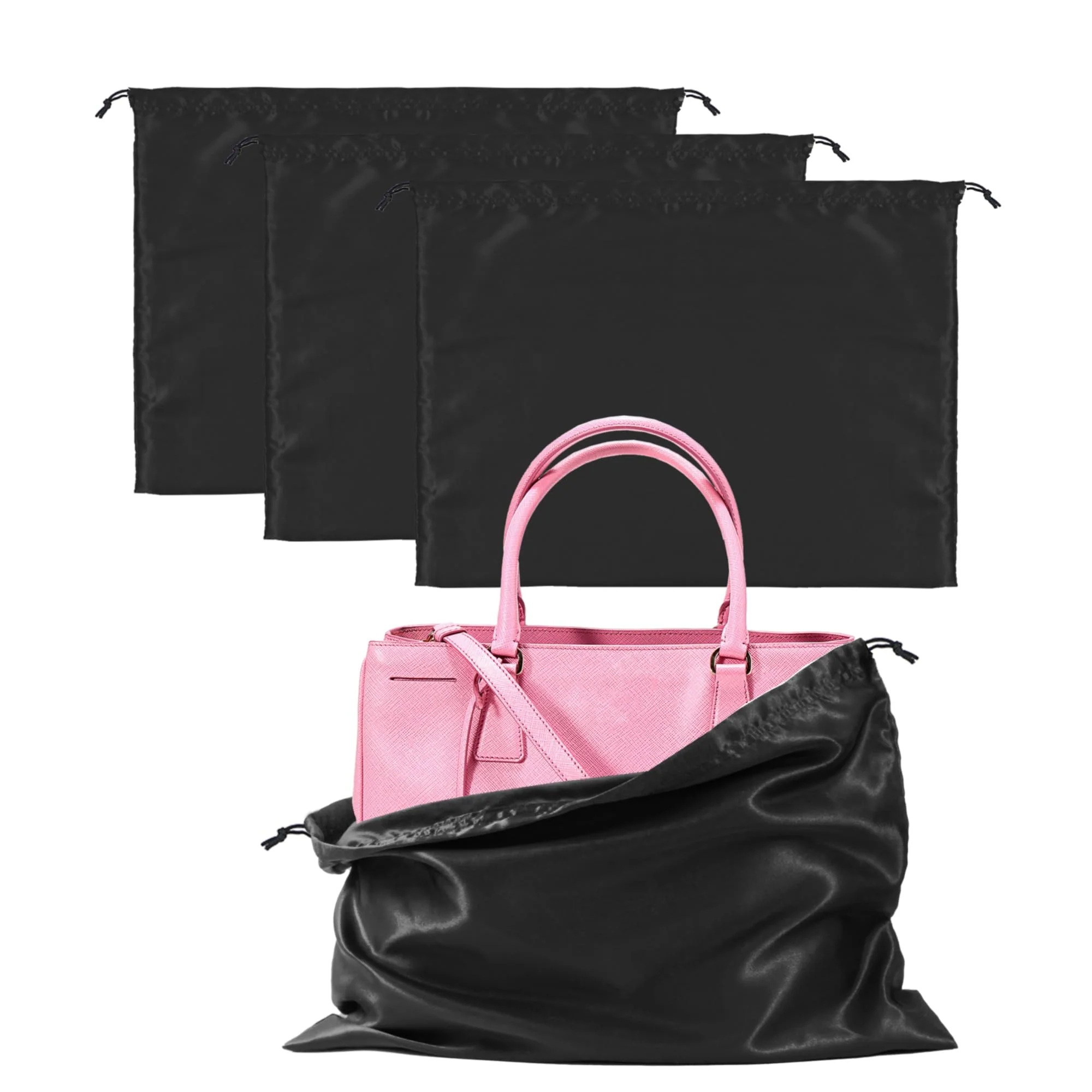 Authentic 3-Pack Silk Purse Dust Bags for Handbags Purses Shoes Boots – Drawstring Storage Covers Exclusive