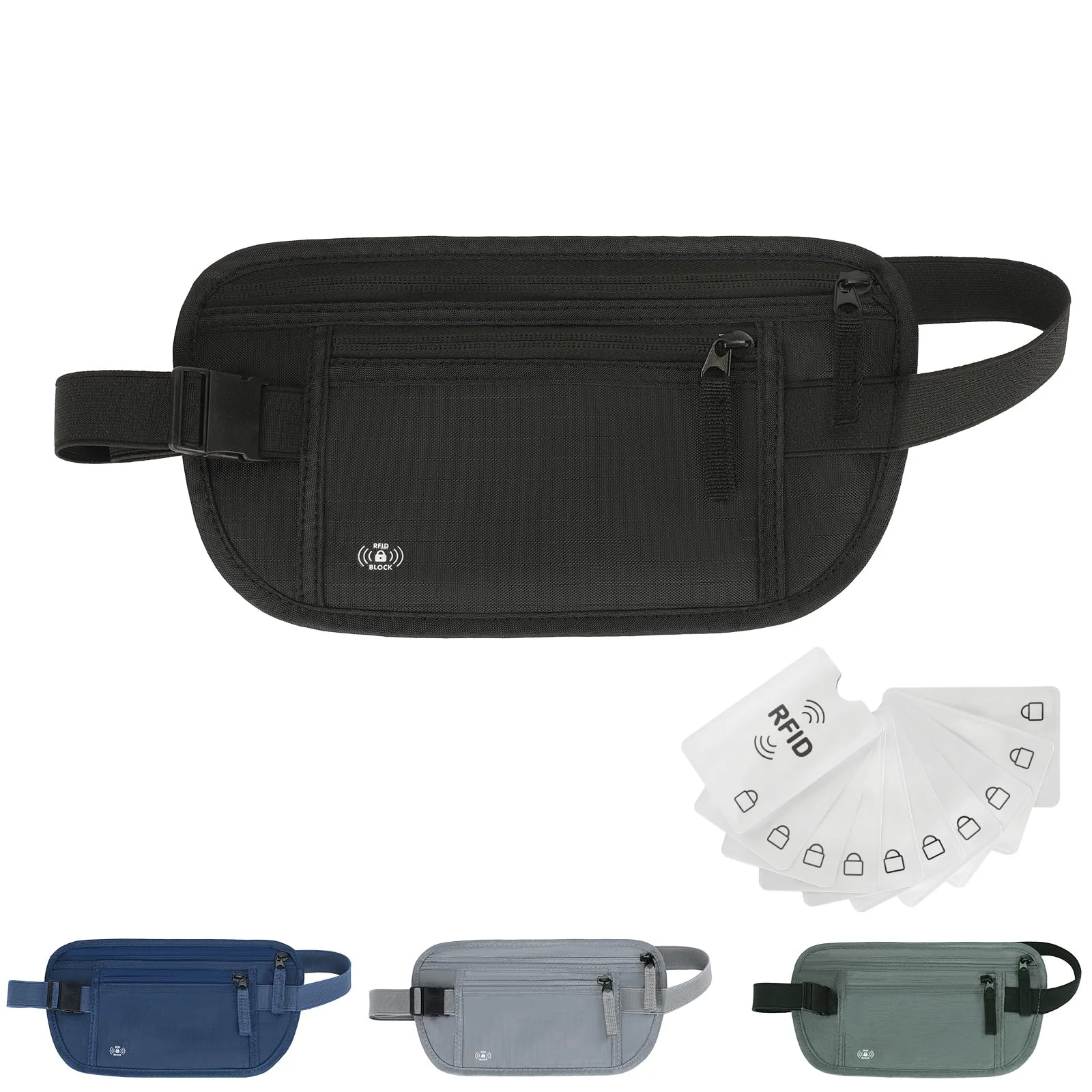 Efficient Money Belt For Travel Women Men Hidden Rfid Passport Holder For Travel Black Prestigious