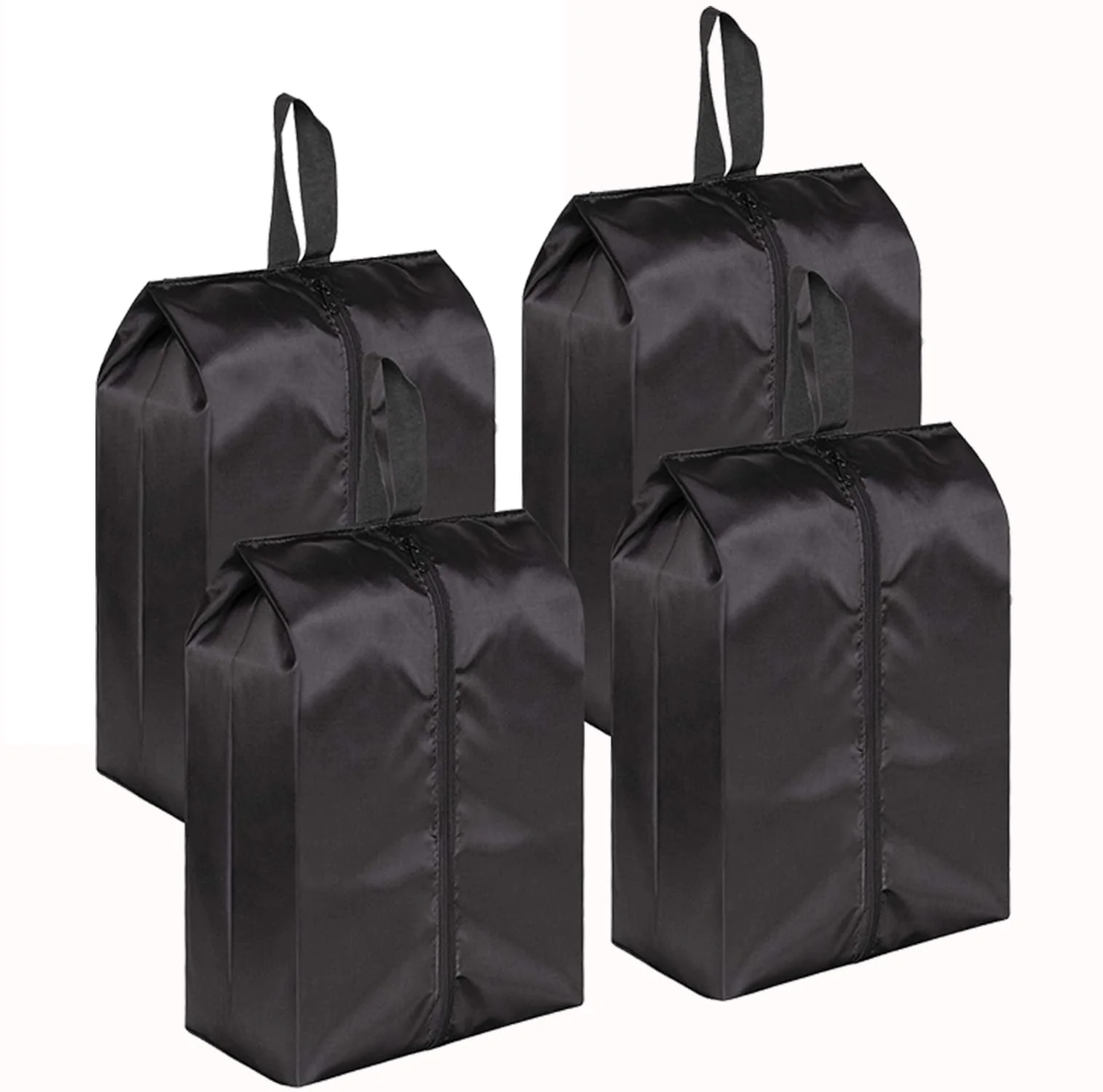Luxury MISSLO Portable Nylon Travel Shoe Bags with Zipper Closure Pack 4 Black Sophisticated