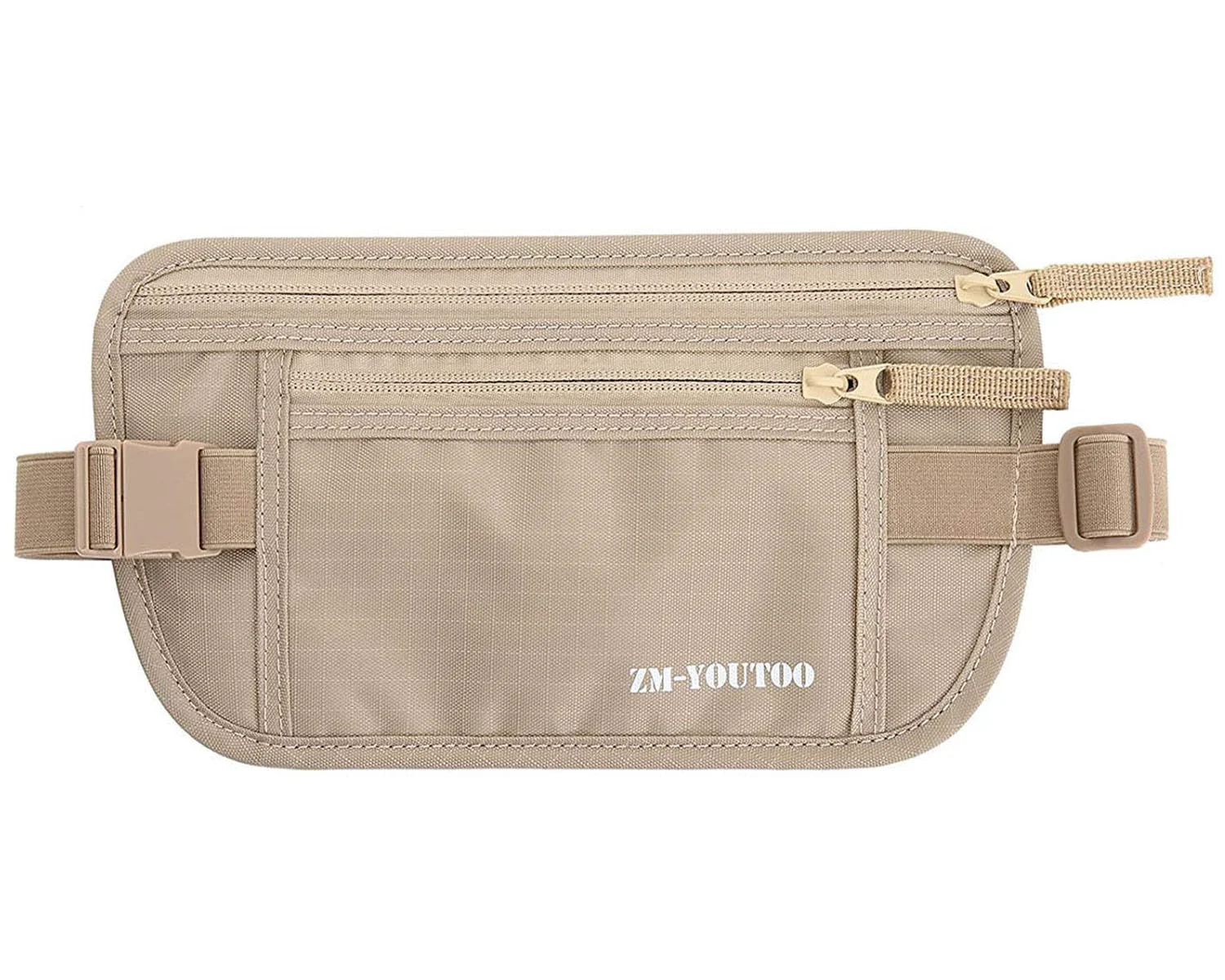 Versatile ZM-YOUTOO RFID Blocking Money Belt – Hidden Travel Waist Pouch Passport Holder Wallet for Cash Cards ID Khaki Artisan