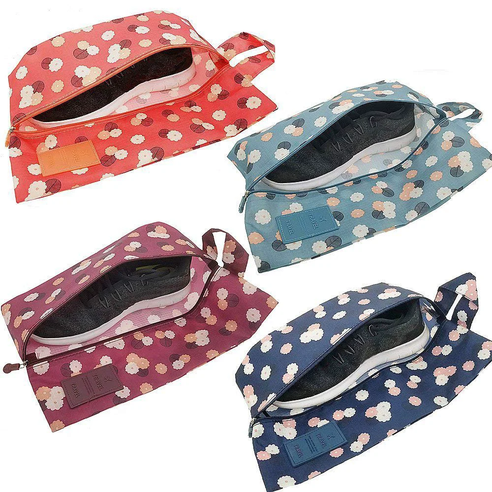 Stylish M-jump 4-Pack Travel Shoe Bags – 4 Colors Portable with Handle Fashion Shoe Storage for Men Women Luggage Vacation Organizer User-Friendly