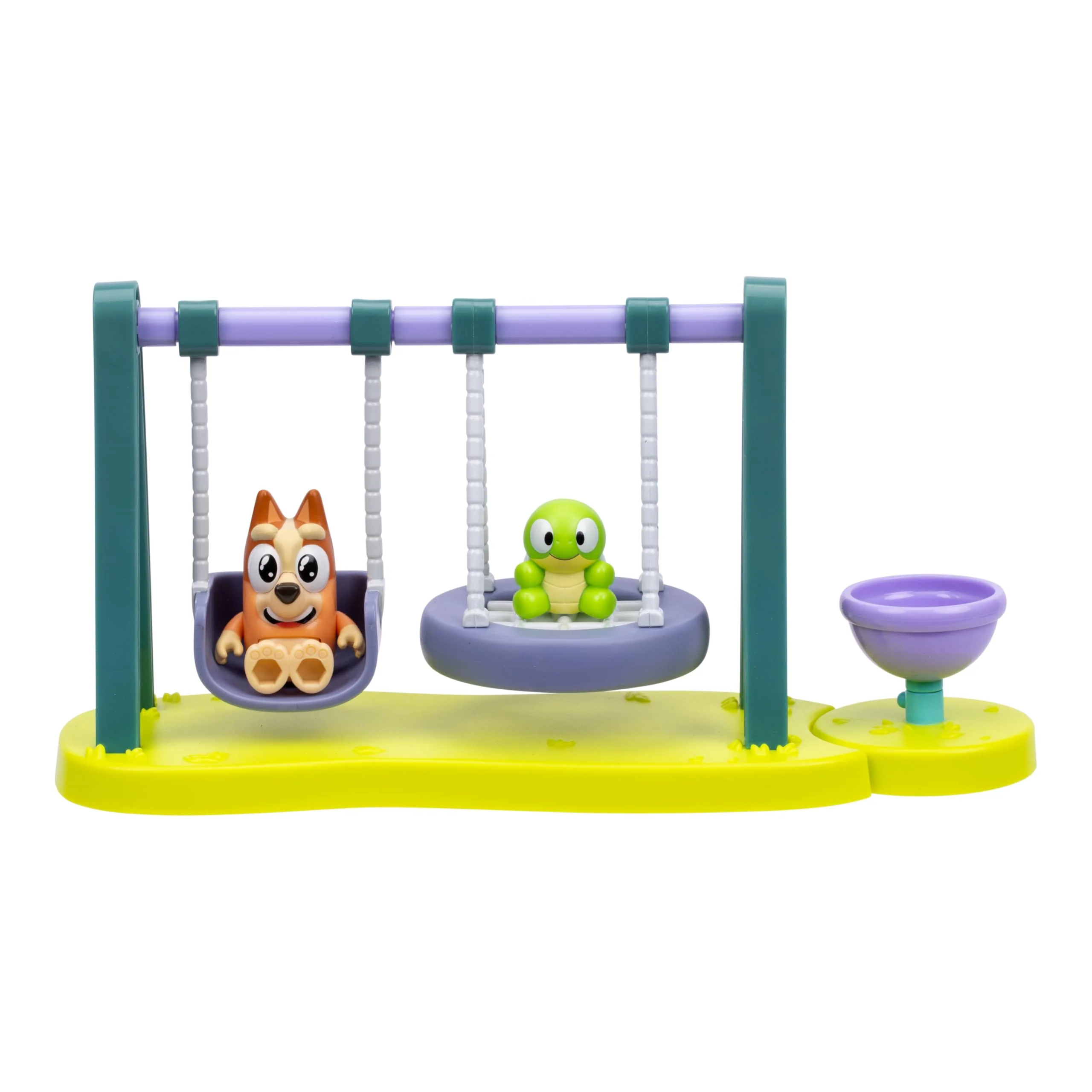 Elite Bluey Mini Playsets Turtleboy Playground Playset Includes Articulated Wide-Eyed Bingo Figure and Turtleboy Swing Spin Together on The Playground Soft