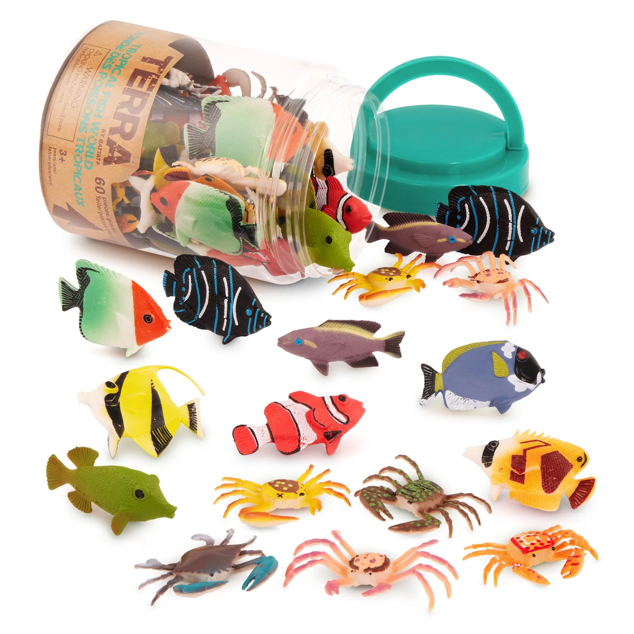 Authentic Terra by Battat 60 Pc Tropical Fish Crab Toys – Mini Plastic Ocean Animal Figurines Tube istic Sea Creatures Playset for Kids 3 Breathable