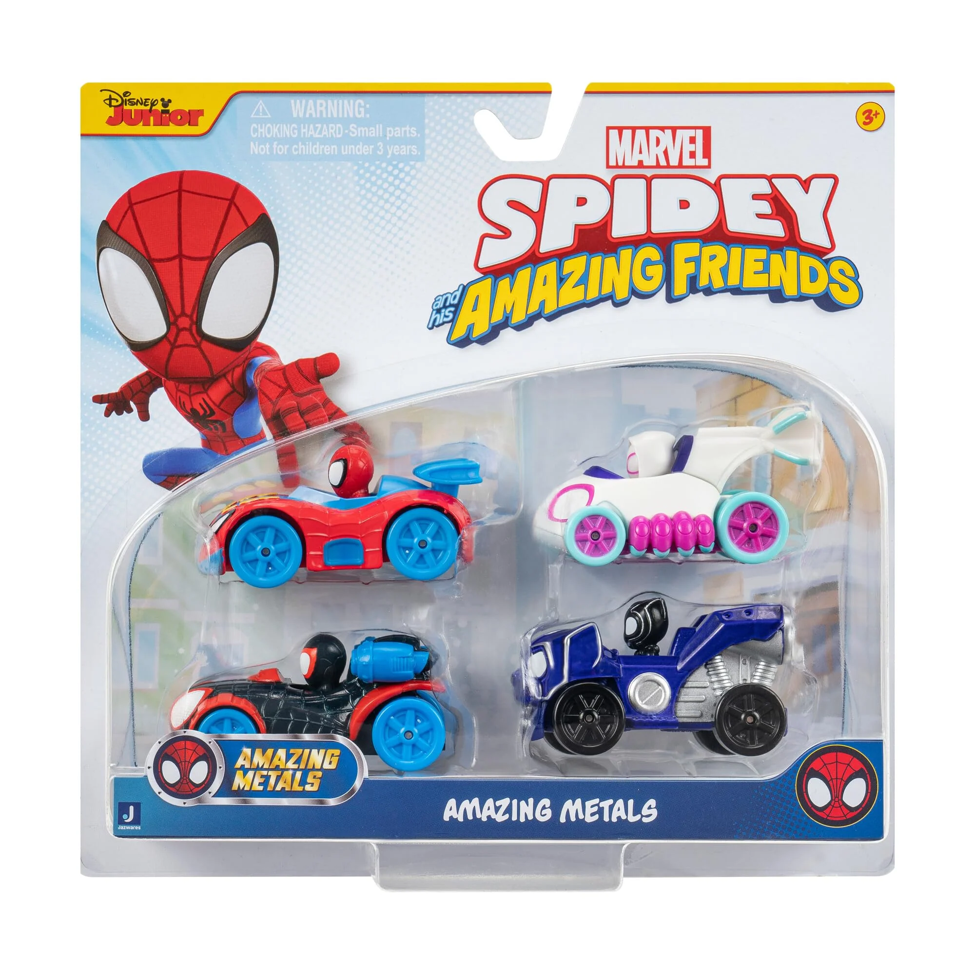 Classic Jazwares Marvel Spidey and Friends 4-Pack Die-Cast Vehicles - Includes Spidey Ghost-Spider Black Panther Miles Morales - Superhero Toys for Kids 3 Next-Generation