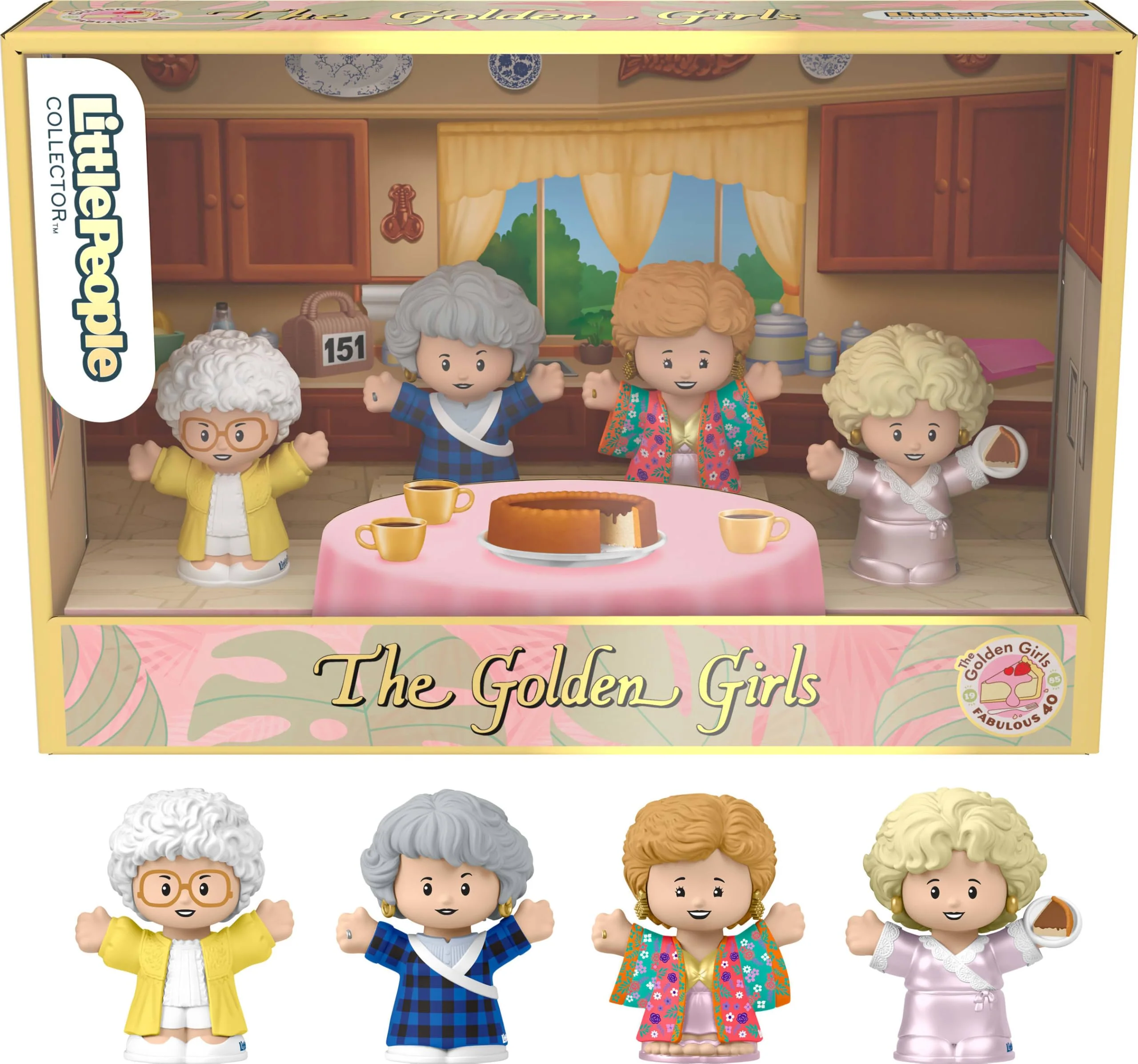 Environmentally Friendly Little People Collector The Golden Girls – 40th Anniversary Late Night Cheesecake Figure Set in Display Gift Box for Fans Adults Eco-Friendly