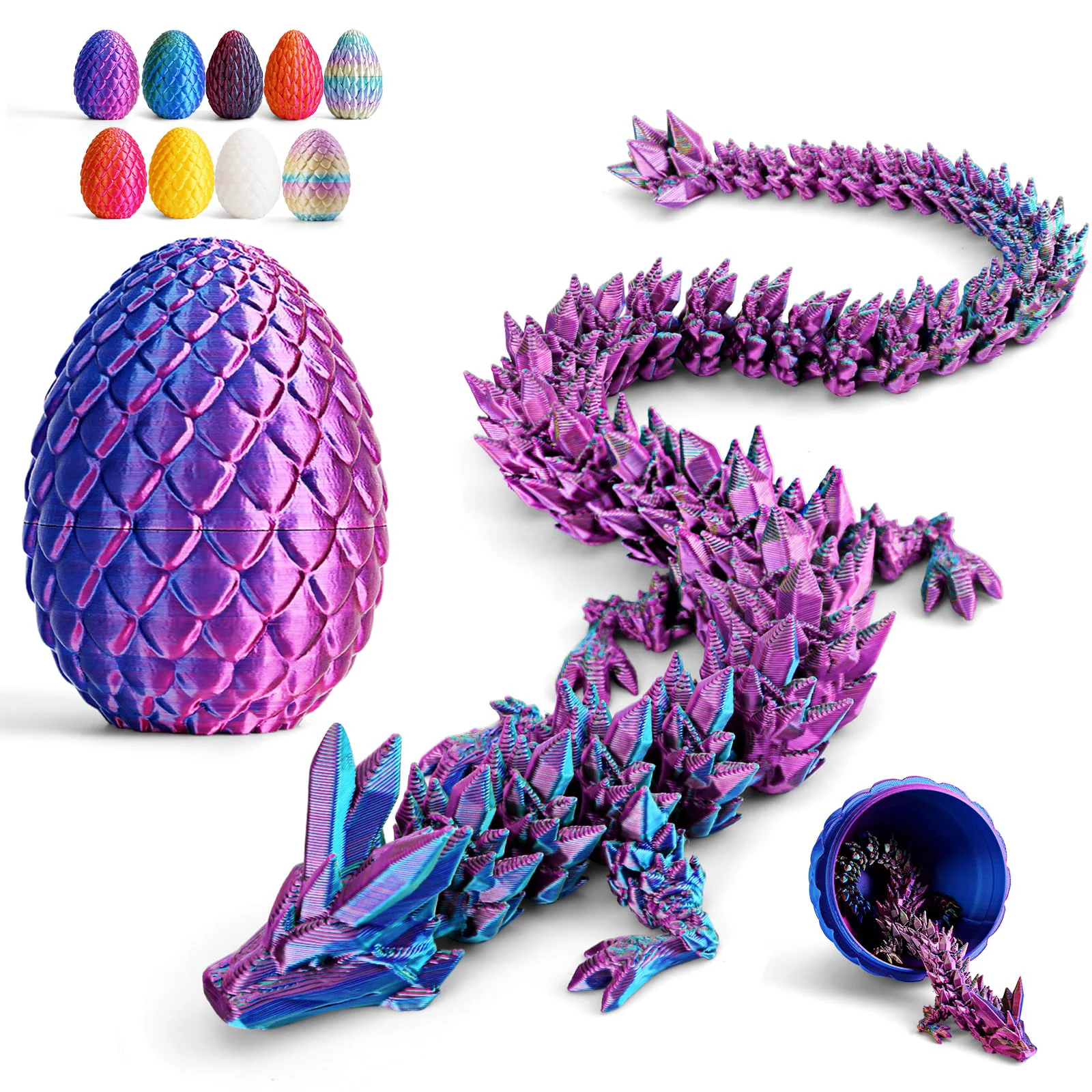 Detailed Easter Eggs Gifts for Kids 3D Printed Dragon in Egg Easter Basket Stuffers Easter Toys for Kids Crystal Dragon Fidget Toys Prefilled Easter Eggs Exceptional
