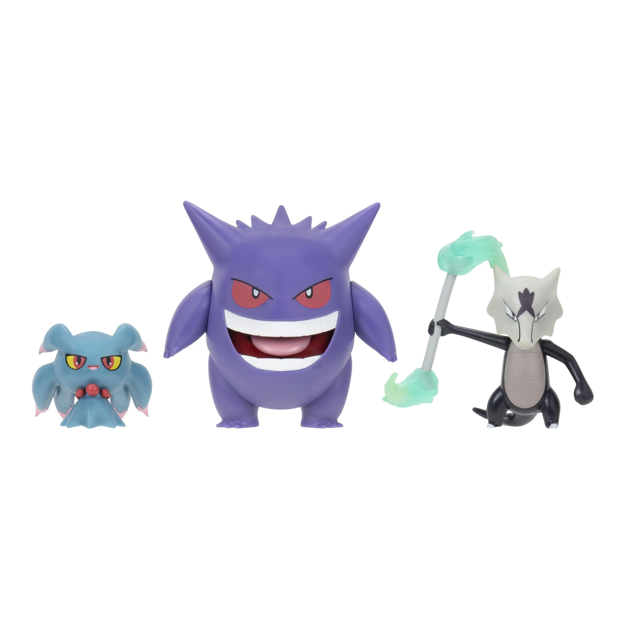 Stylish Pokemon Battle Figure 3 Pack - Features 2-Inch Misdreavus and Alolan Marowak and 3-Inch Gengar Battle Figures Fine