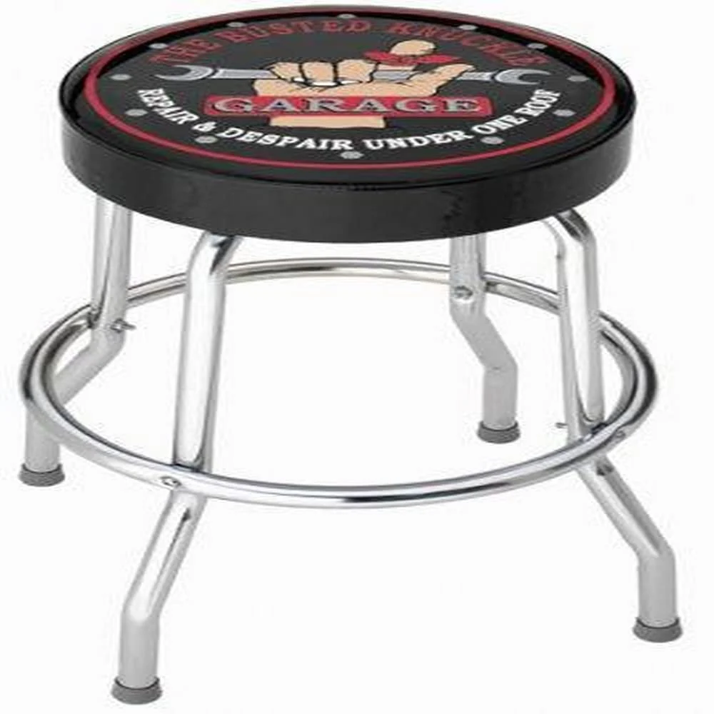 Safe Busted Knuckle Garage BKG-86 Garage Stool Black w colored Logo Original