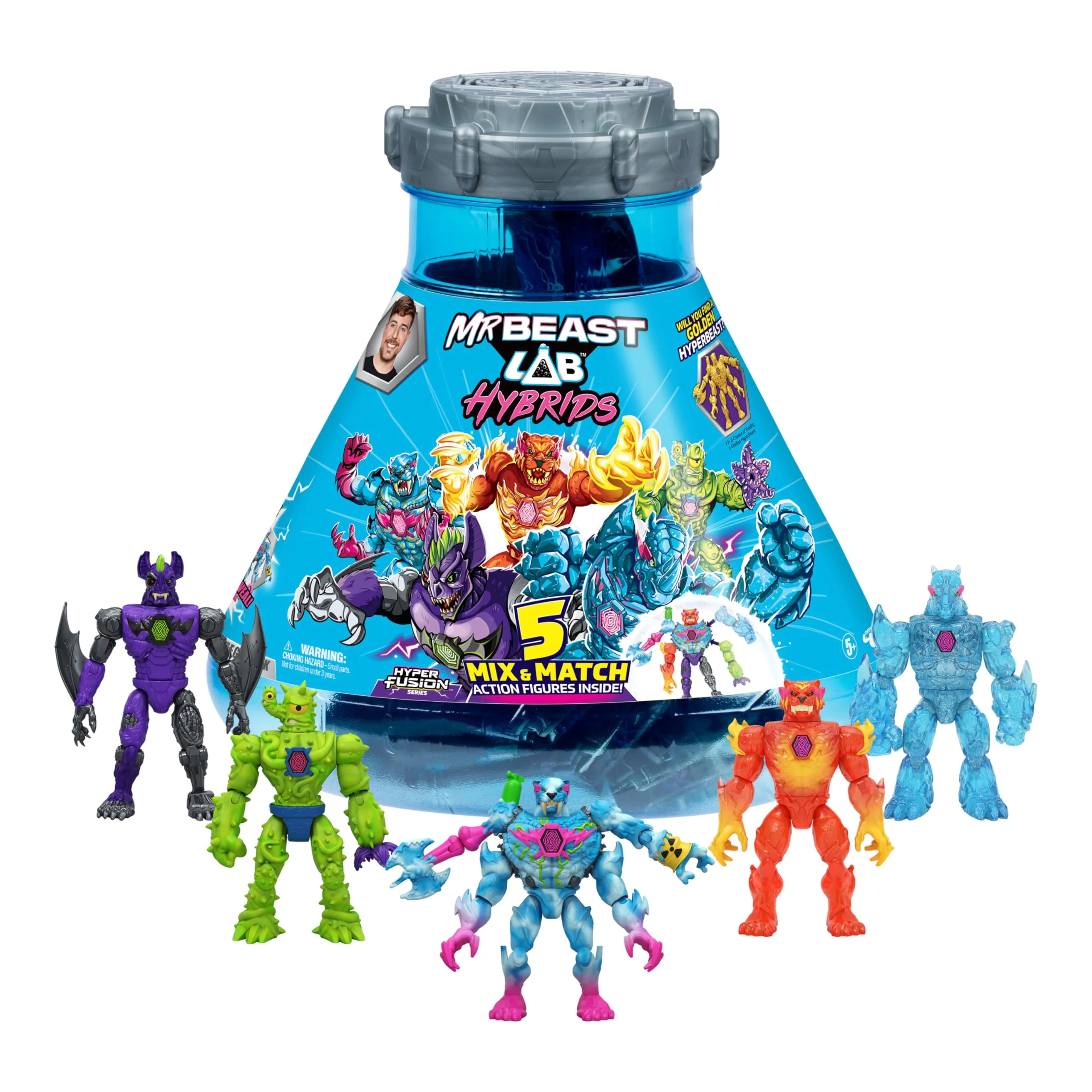 Trendy MRBEAST LAB Hybrids Mega Pack – Mix Match 5 Action Figures with Hybrid Parts Reveal Mega Torso Panther Colors Collect 30 Beasts Long-Lasting