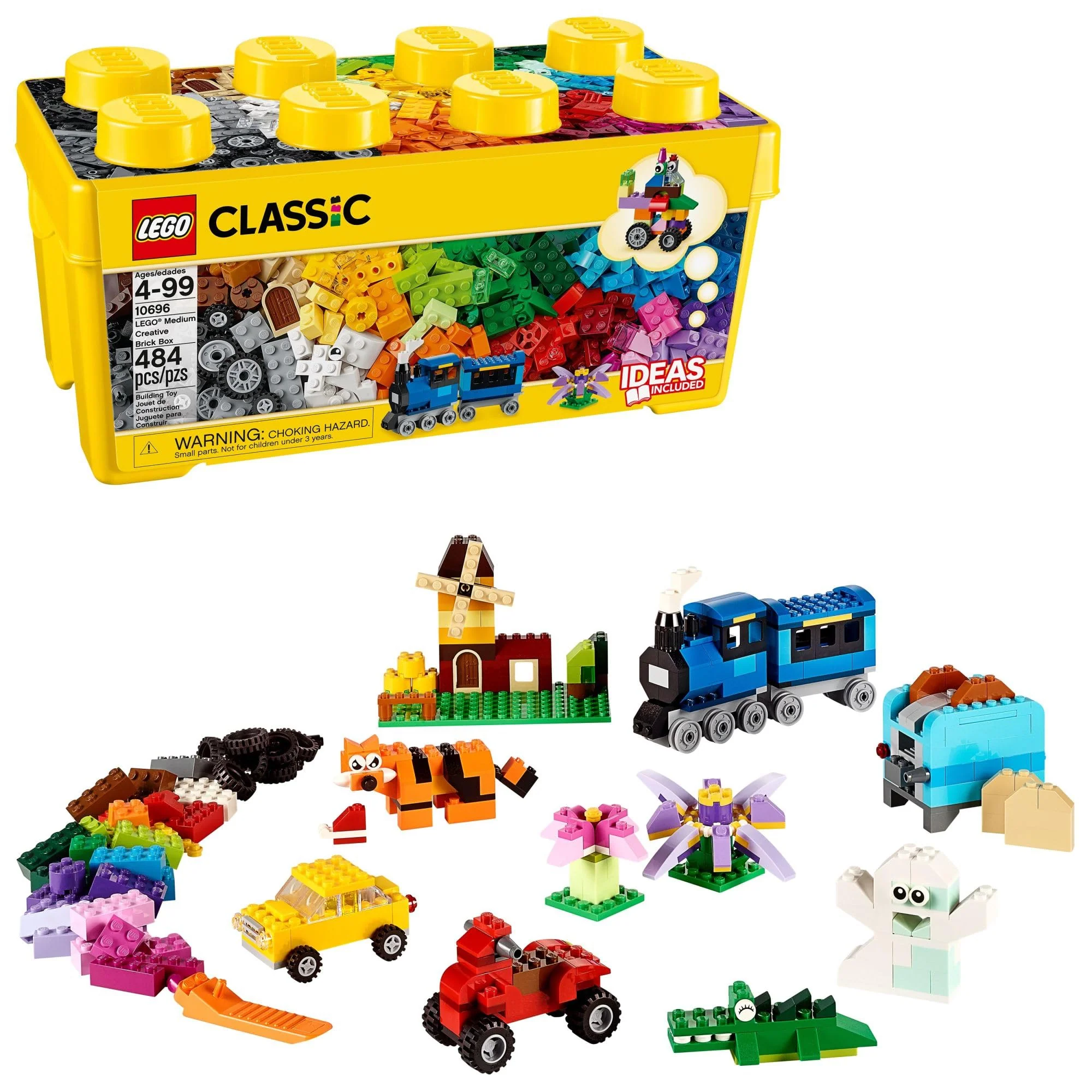 Certified LEGO Classic Medium Creative Brick Box 10696 Building Toy Set with Storage Train Car Tiger Figure Fun Playset for Kids Ages 4-99 Trusted