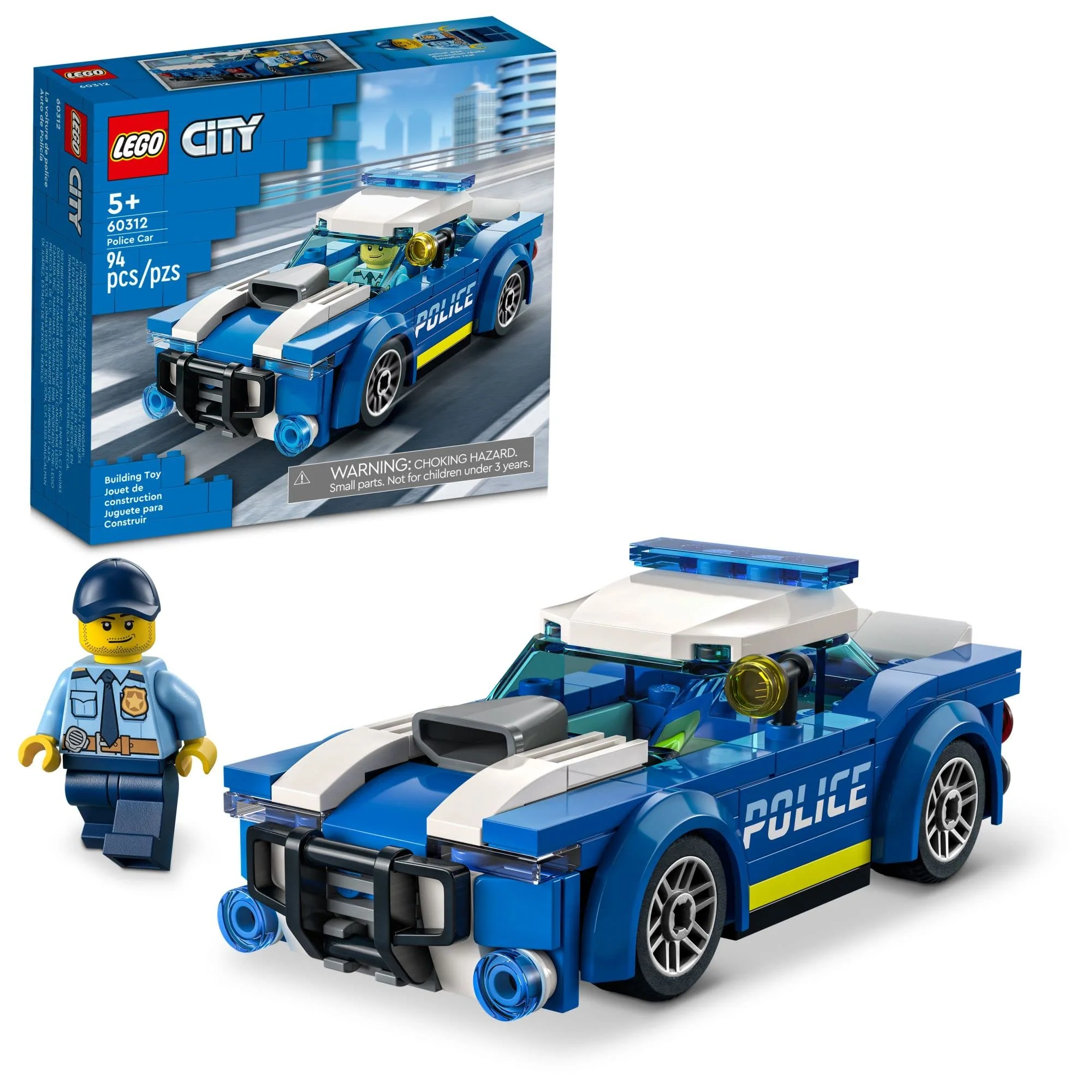 Recyclable LEGO City Police Car Toy 60312 Building Set with Officer Minifigure Adventures Car Chase Playset Fun Gift for Kids Ages 5 Verified