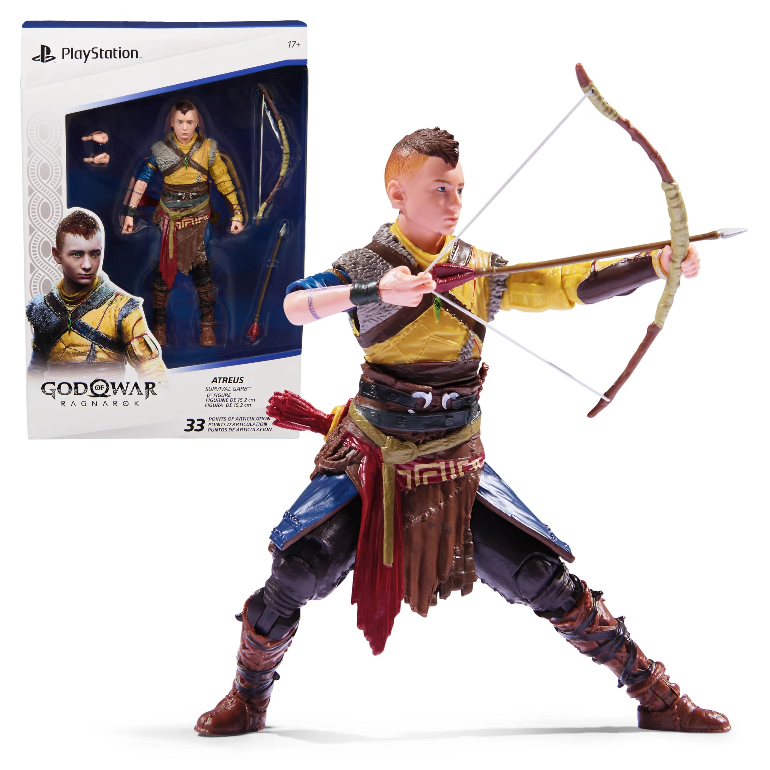 Unique PlayStation God of War Ragnarok 6 Atreus Action Figure with 4 Accessories The Shapes Collection for PS5 Fans Collectors Ages 17 High-Grade