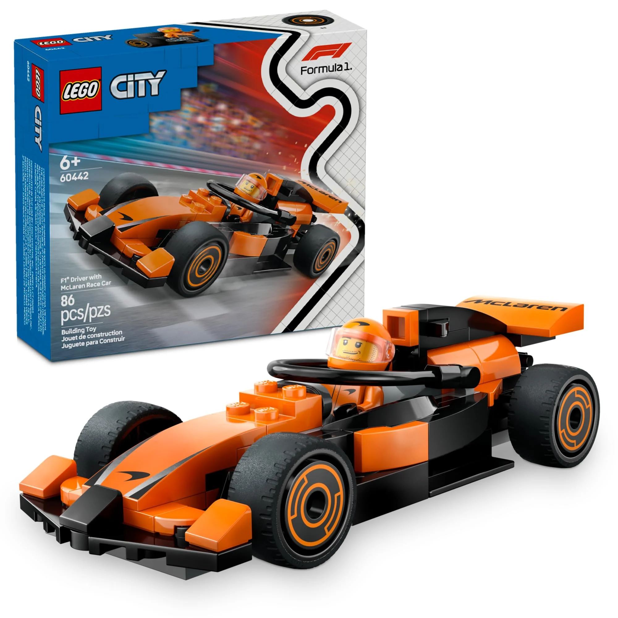 Selected LEGO City McLaren F1 Race Car 60442 Building Toy with Driver Minifigure Collectible Model Car Gift for Kids Boys Girls Ages 6 Organic