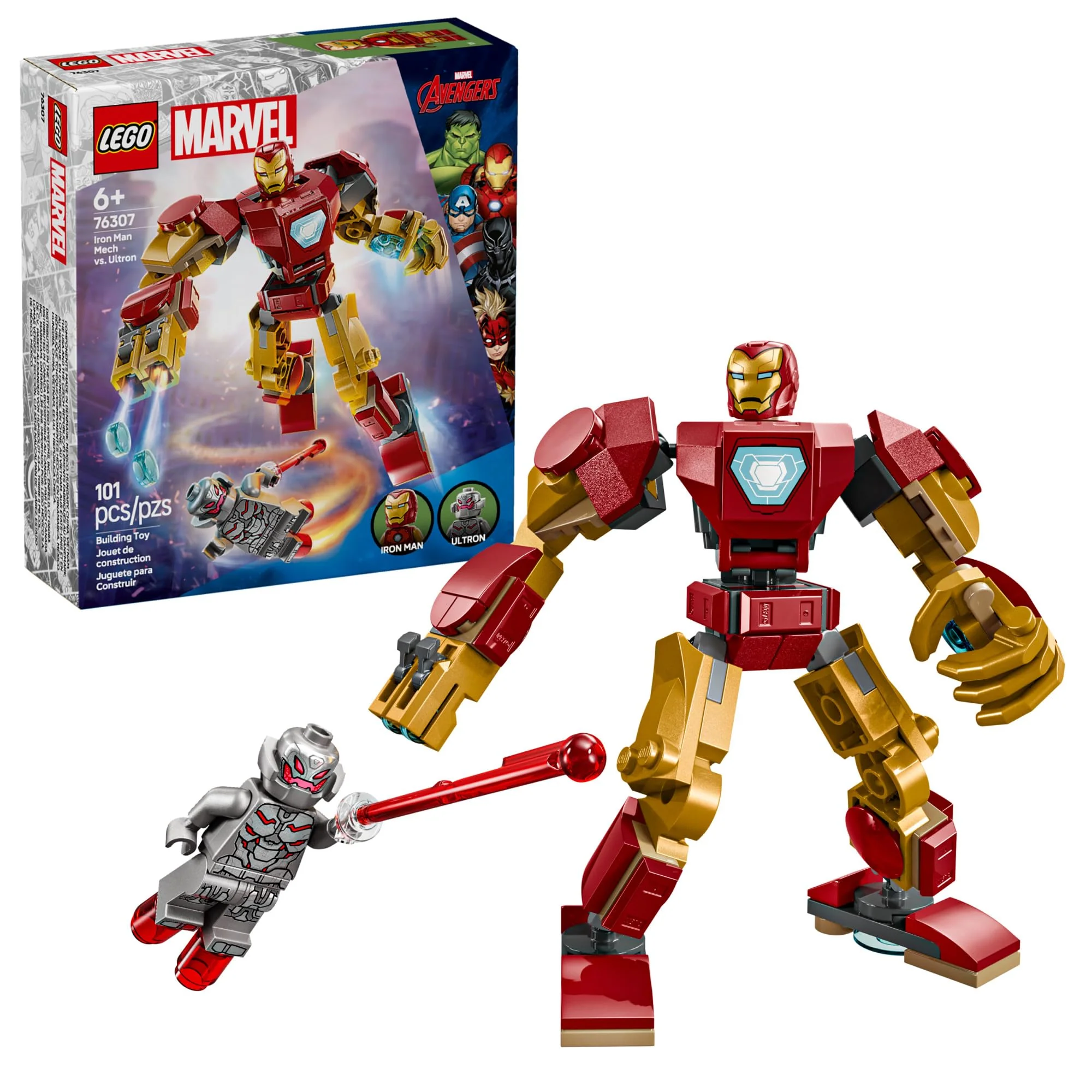First-Class LEGO Marvel Iron Man Mech . Ultron 76307 Buildable Superhero Action Figure Set Fun Toy Gift for Kids Ages 6 Secure