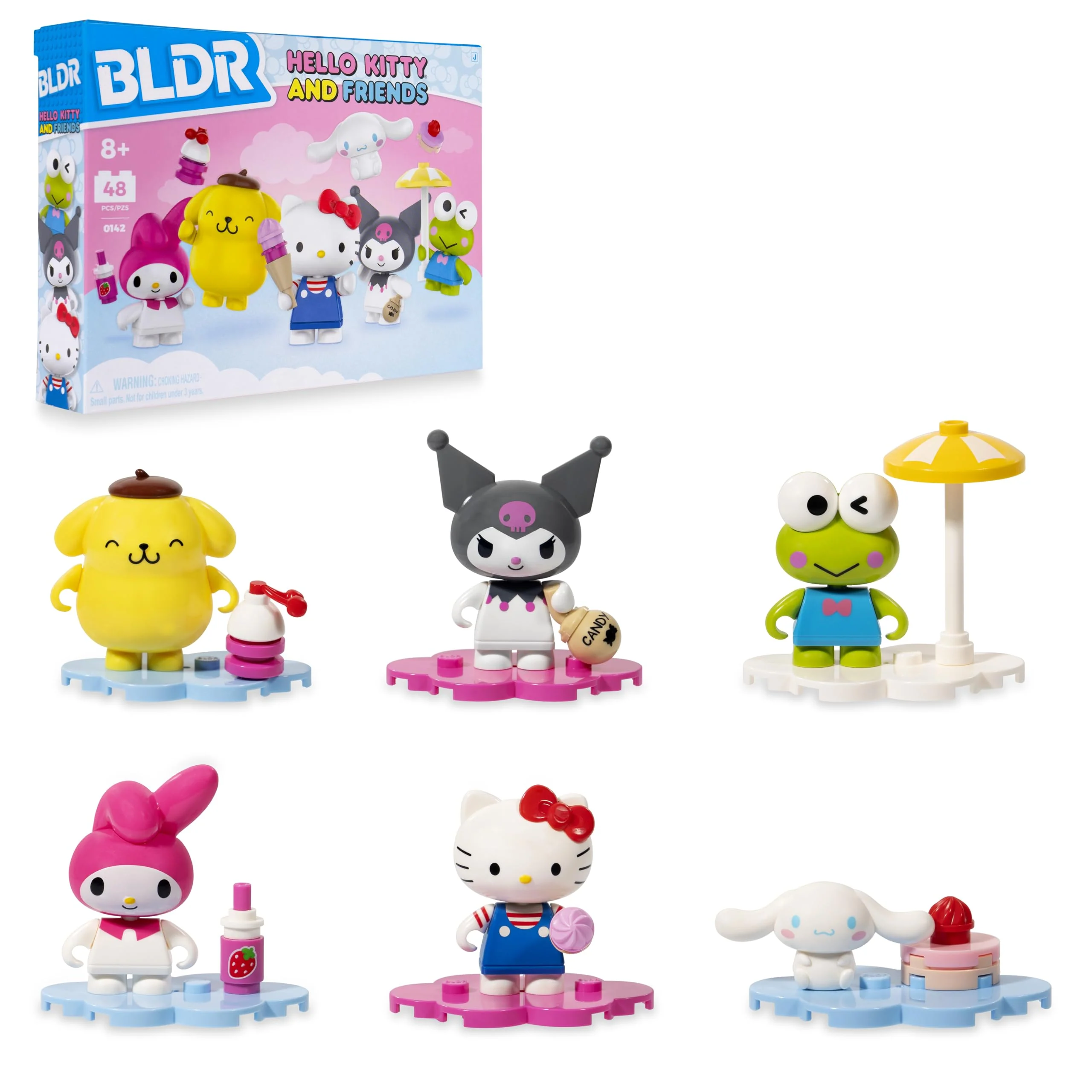 User-Friendly BLDR Hello Kitty Friends 6-Pack Minifigures – Hello Kitty Cinnamoroll Pompompurin My Melody Keroppi Kuromi Amazon Exclusive Ages 8 Safe