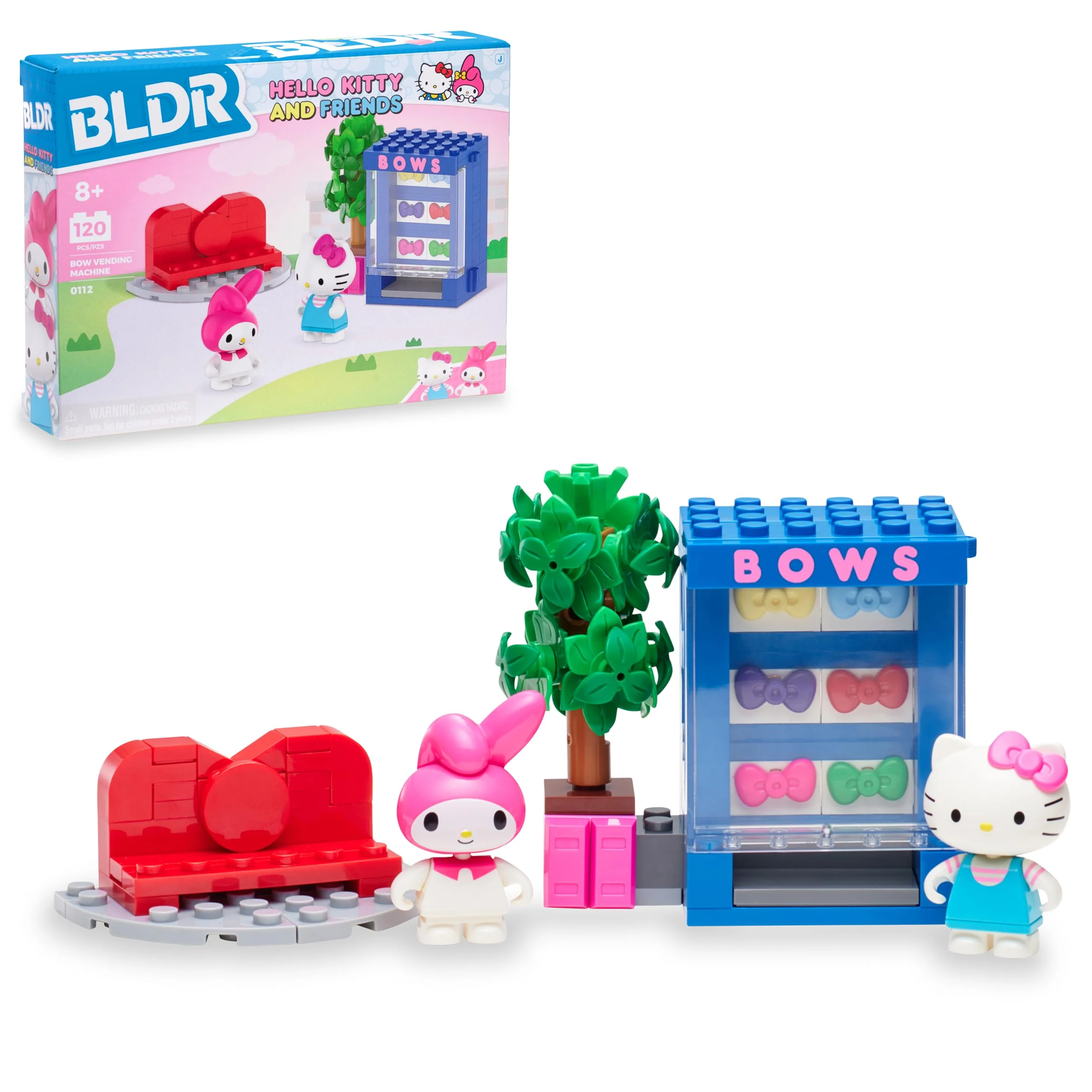Dependable BLDR Hello Kitty and Friends Bow Vending Machine Building Set 0112 with Hello Kitty and My Melody Minifigures - Gift for Kids and Sanrio Fans Ages 8 Fast
