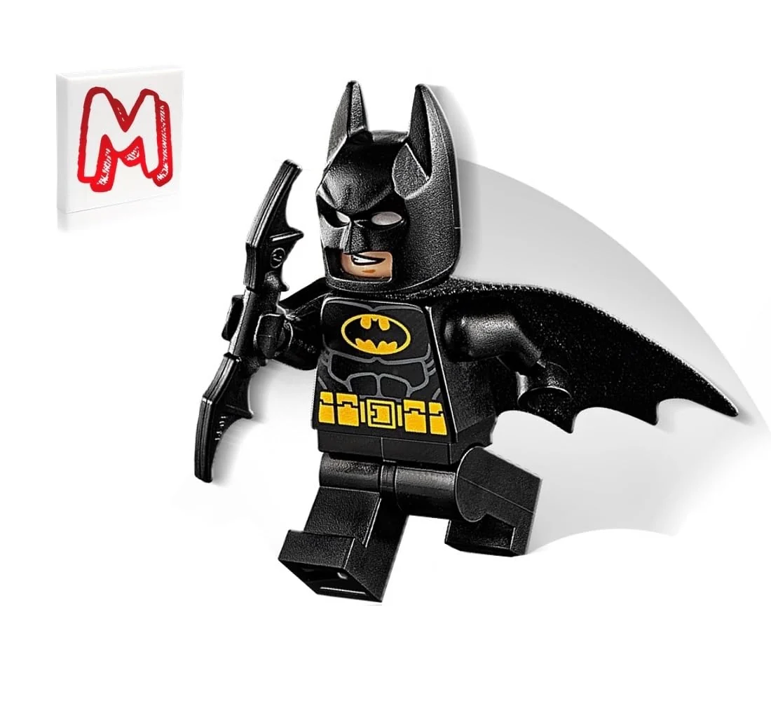 Specialty LEGO Super Heroes DC Batman Minifigure - Batman in Black Suit with Batcape and Bat-a-rang Junior Sets Relaxed
