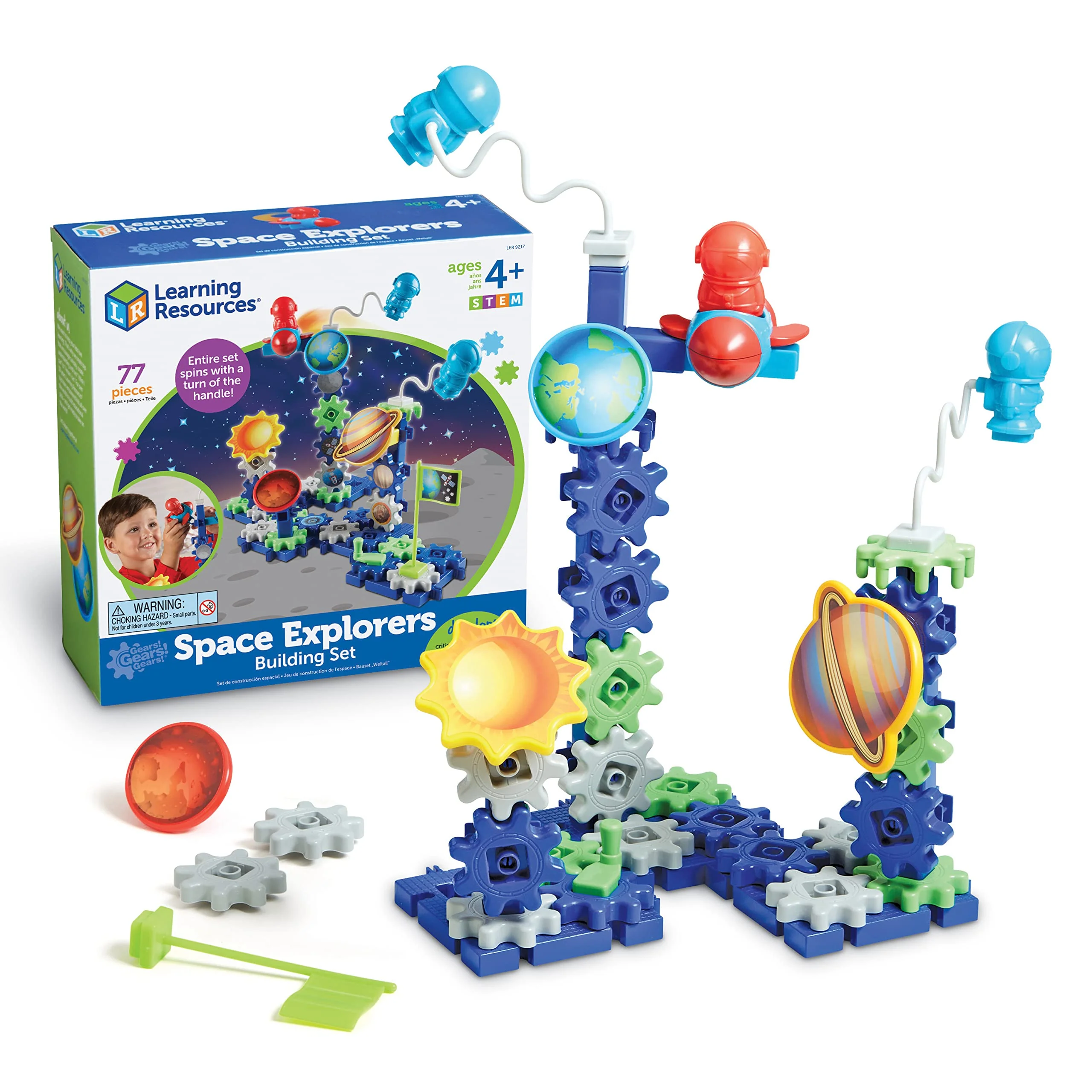 Environmentally Friendly Learning Resources Gears Gears Gears Space Explorers Building Set 77 Pieces Ages 4 Gears Construction Toy STEM Toys Gears for Kids Professional