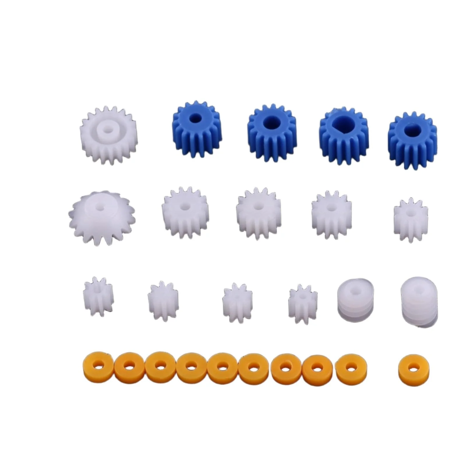 Artisan Walfront 26pcs Plastic Spindle Gear Set – Assorted Shaft Gears for DIY Robot Car Aircraft Models 2mm–4mm White Blue Premium