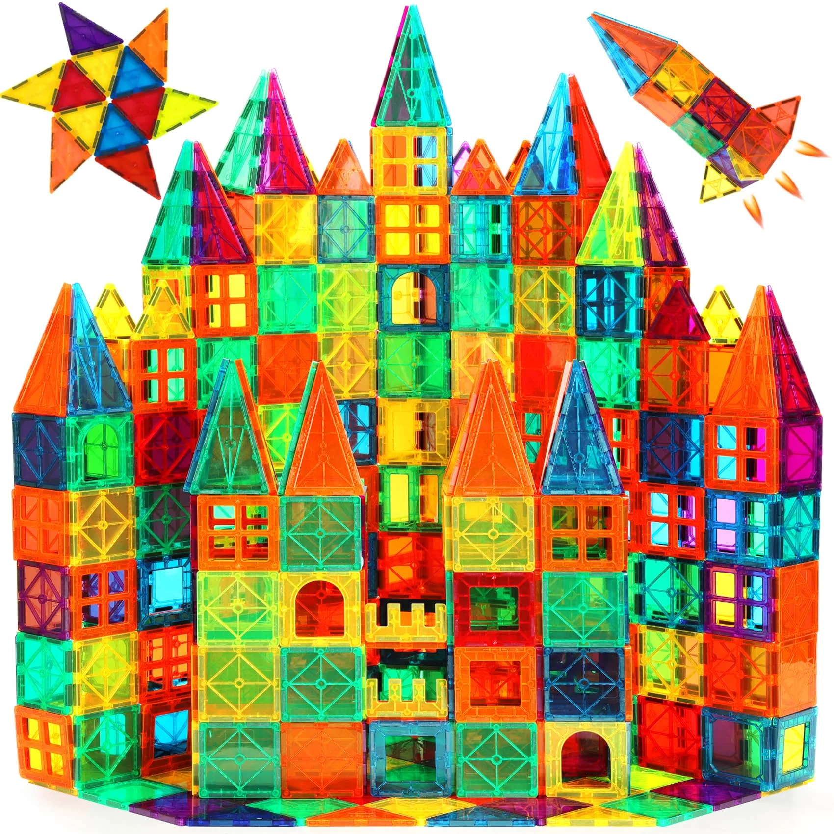Excellent FNJO Magnetic Tiles 110pcs – Magnet Building Blocks Set STEM Construction Toys for Kids Montessori Preschool Learning Classroom Play Efficient