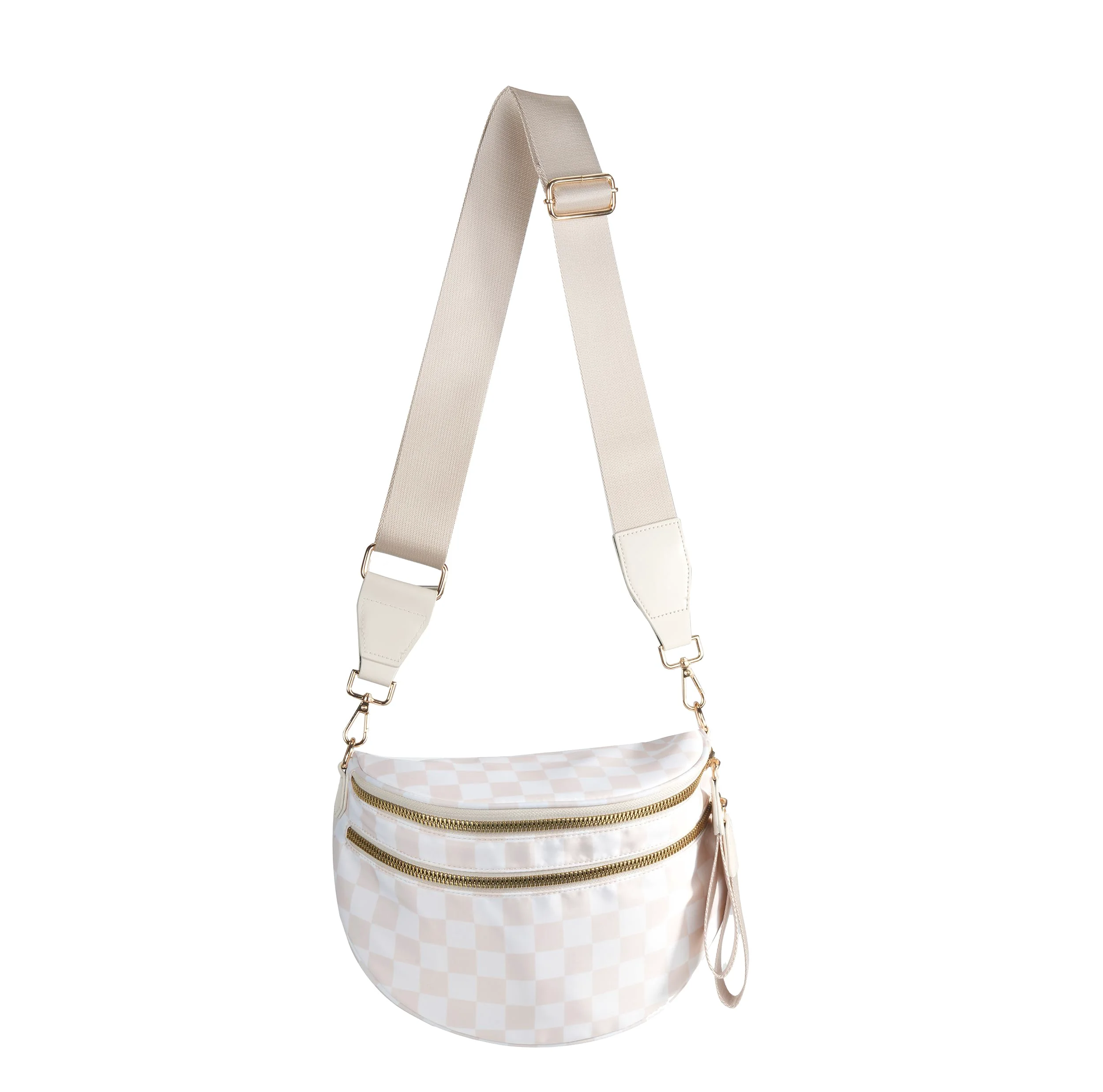 Minimalist Spacious Checkered Nylon Crossbody Bag Bum Bag Checkered Handbags Wallets for Women Carefully Designed