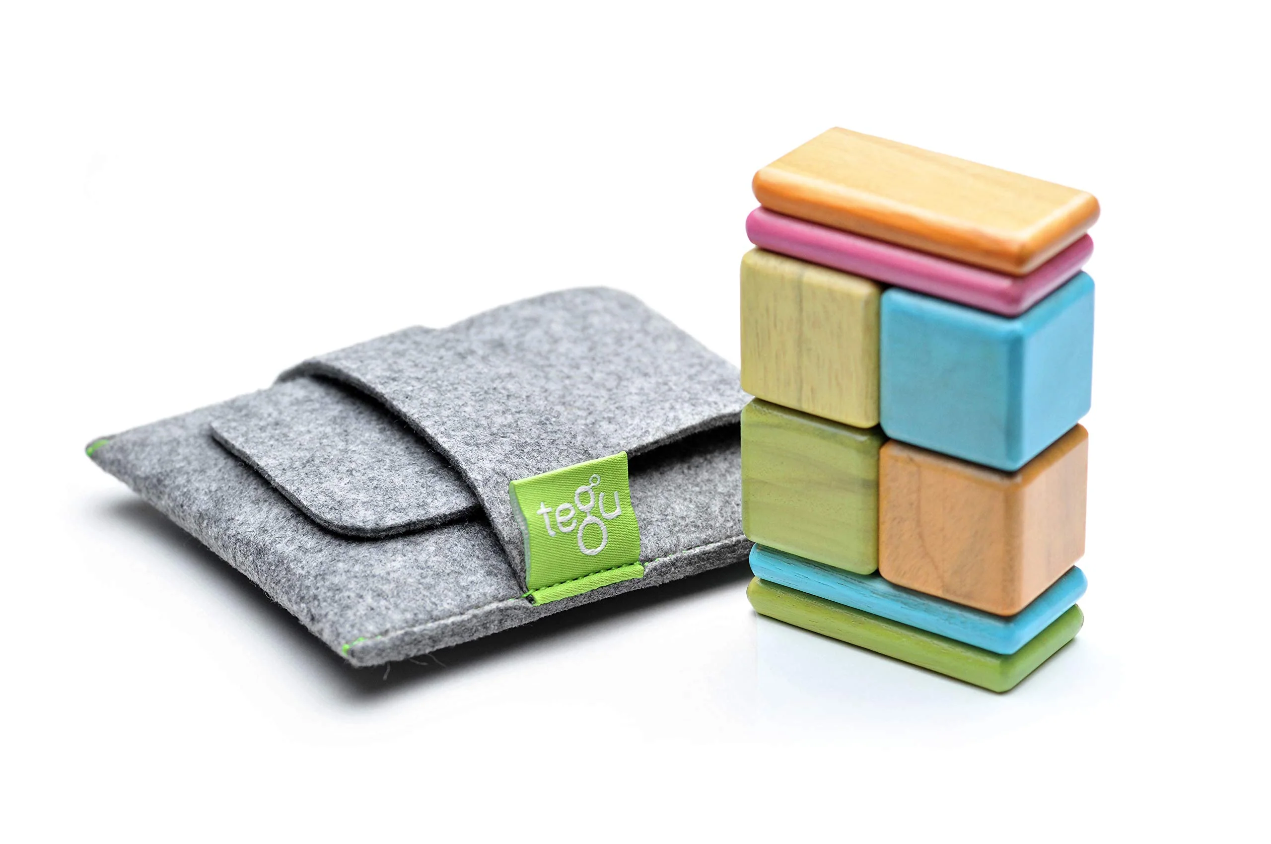 Convenient 8 Piece Tegu Pocket Pouch Magnetic Wooden Block Set Tints Classic