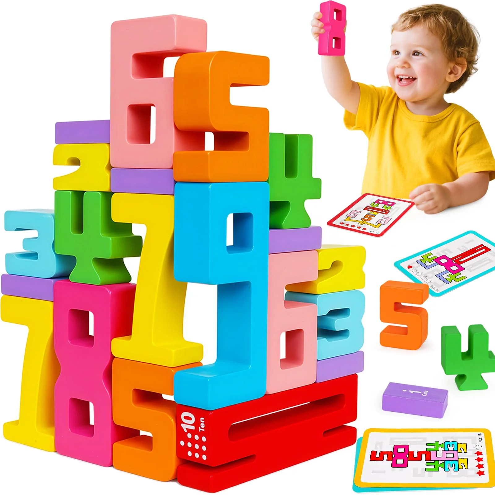 Trendy Montessori Wooden Number Blocks 1-10 – Stacking Math Learning Toys for Toddlers Kids Ages 3-5 Educational Balance Game Gift Superior
