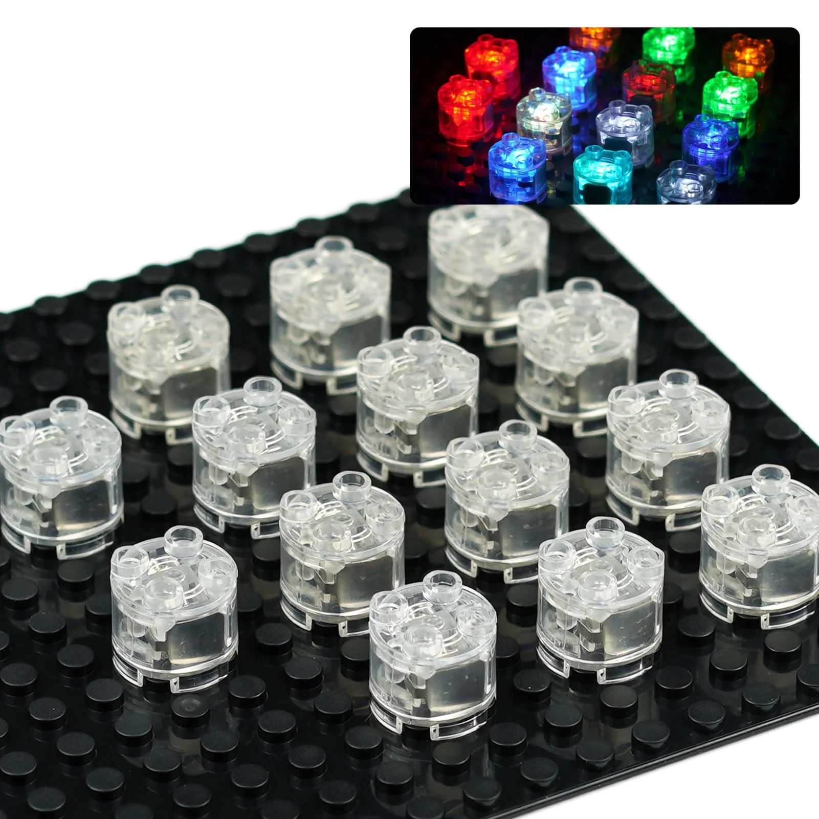 Expertly Made Light Up Bricks Accessories Kits 2x2 Classic Transparent LED Light Brick Pack 14 Pieces Parts Building Blocks Set Toys Stylish