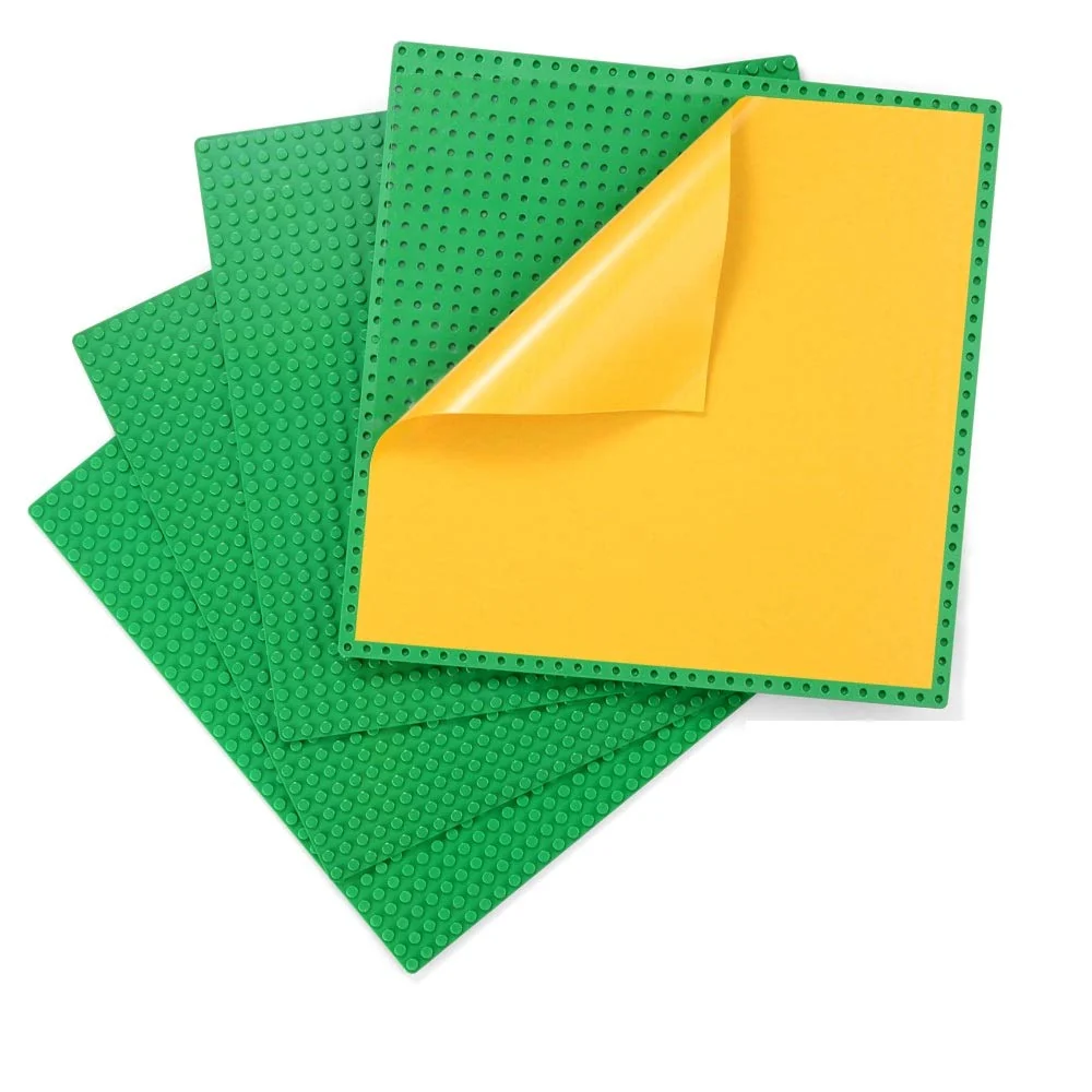 Certified Peel-and-Stick Baseplates Self Adhesive Building Brick Plates Compatible with All Major Brands - 4 Pack 10 x 10 Green Relaxed