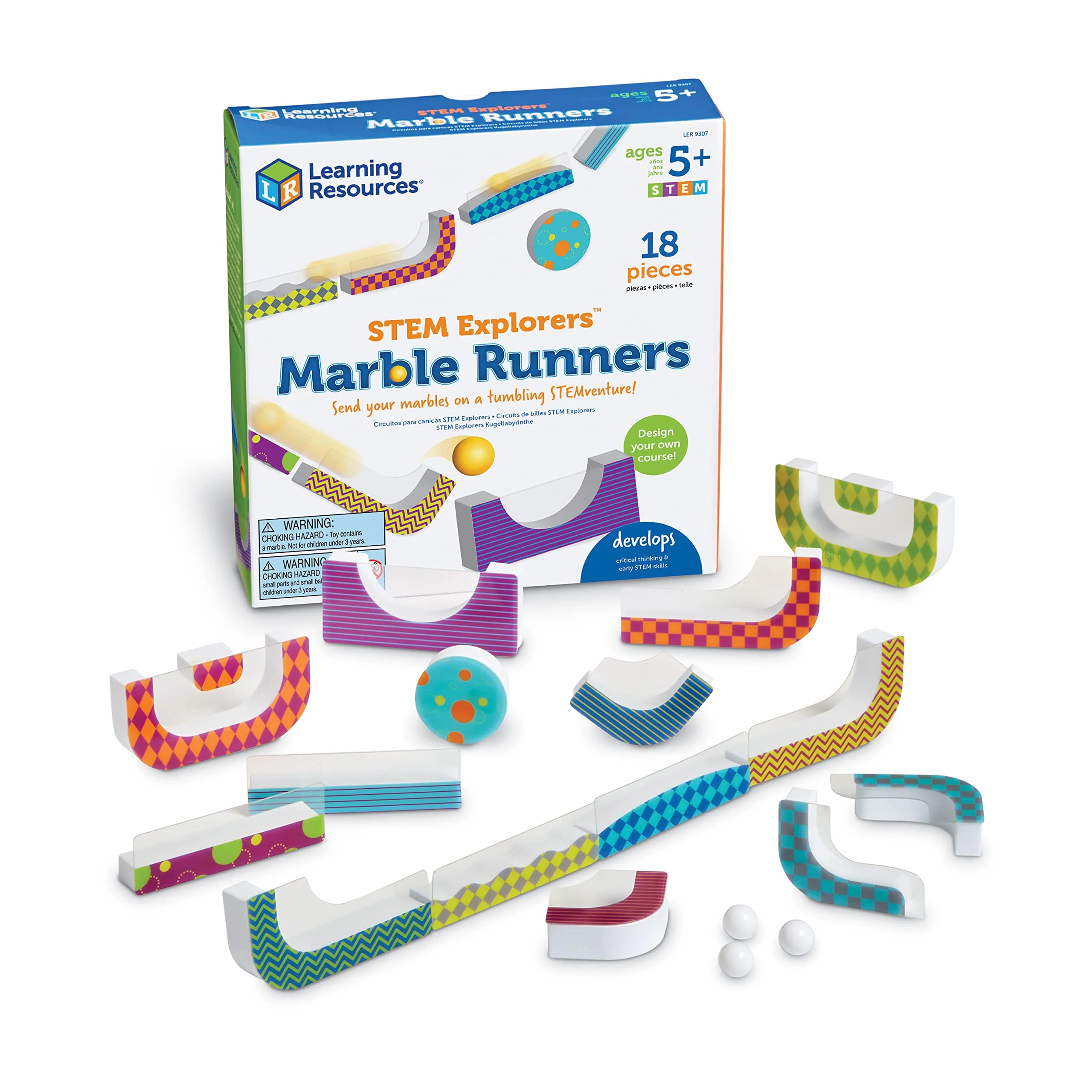 Breathable Learning Resources STEM Explorers Marble Runners 18pcs – STEM Brain Teaser Toy Activity Set for Kids Ages 5 Kindergarten Games Lightweight