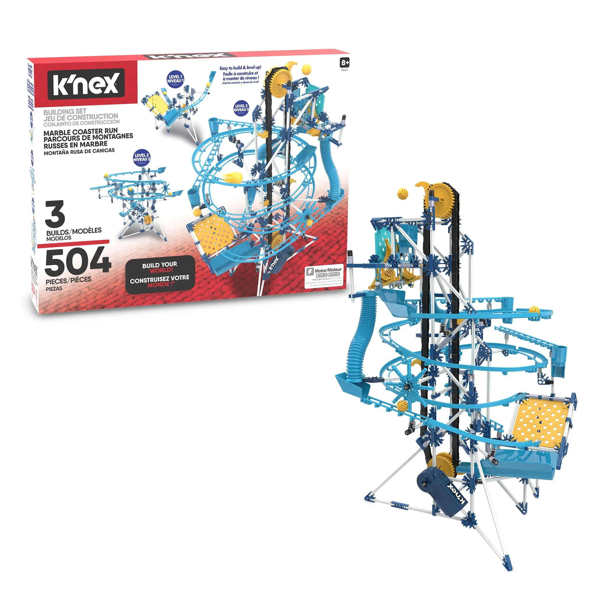 Environmentally Friendly K'NEX - Marble Coaster Run with Motor‚ 504 Pieces STEM Building Kid Construction Set‚ Ages 8 Trusted