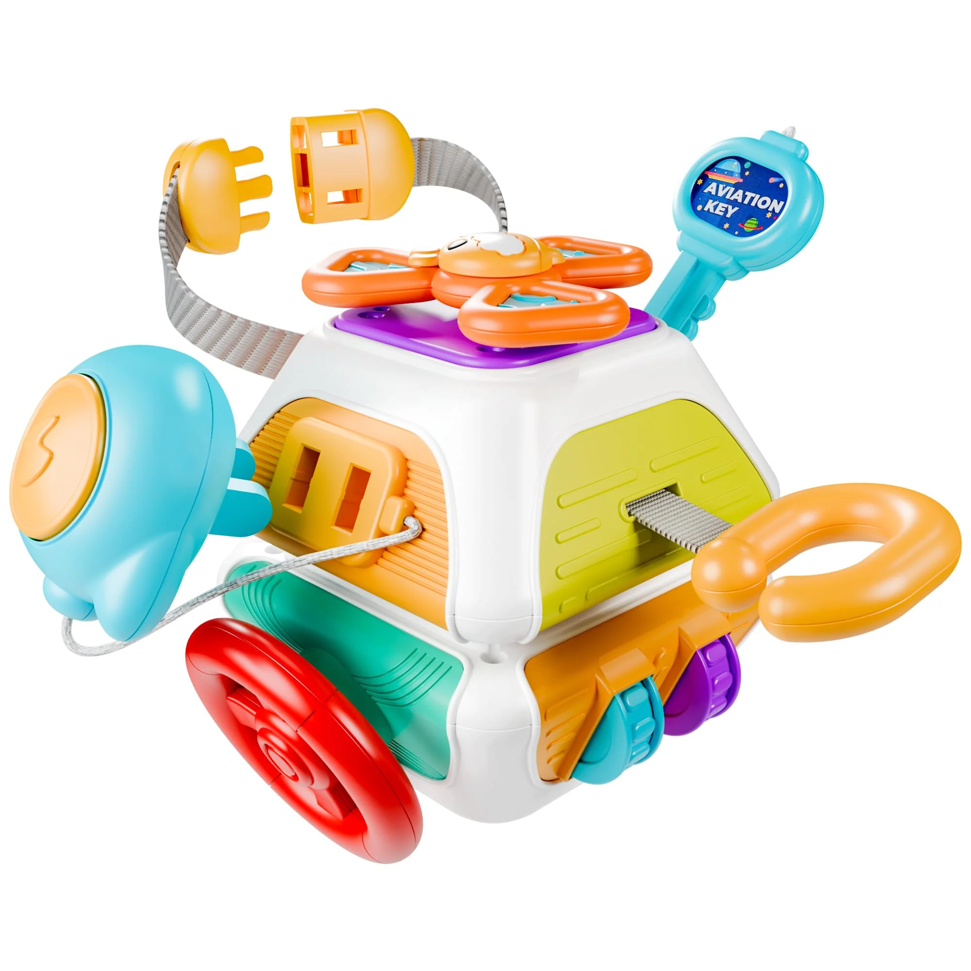 High-Quality Play iLearn 10-in-1 Busy Board Cube Montessori Toy for Toddlers Travel Carseat Sensory Activity Educational Gift for 6-24M Boys Girls Sustainable