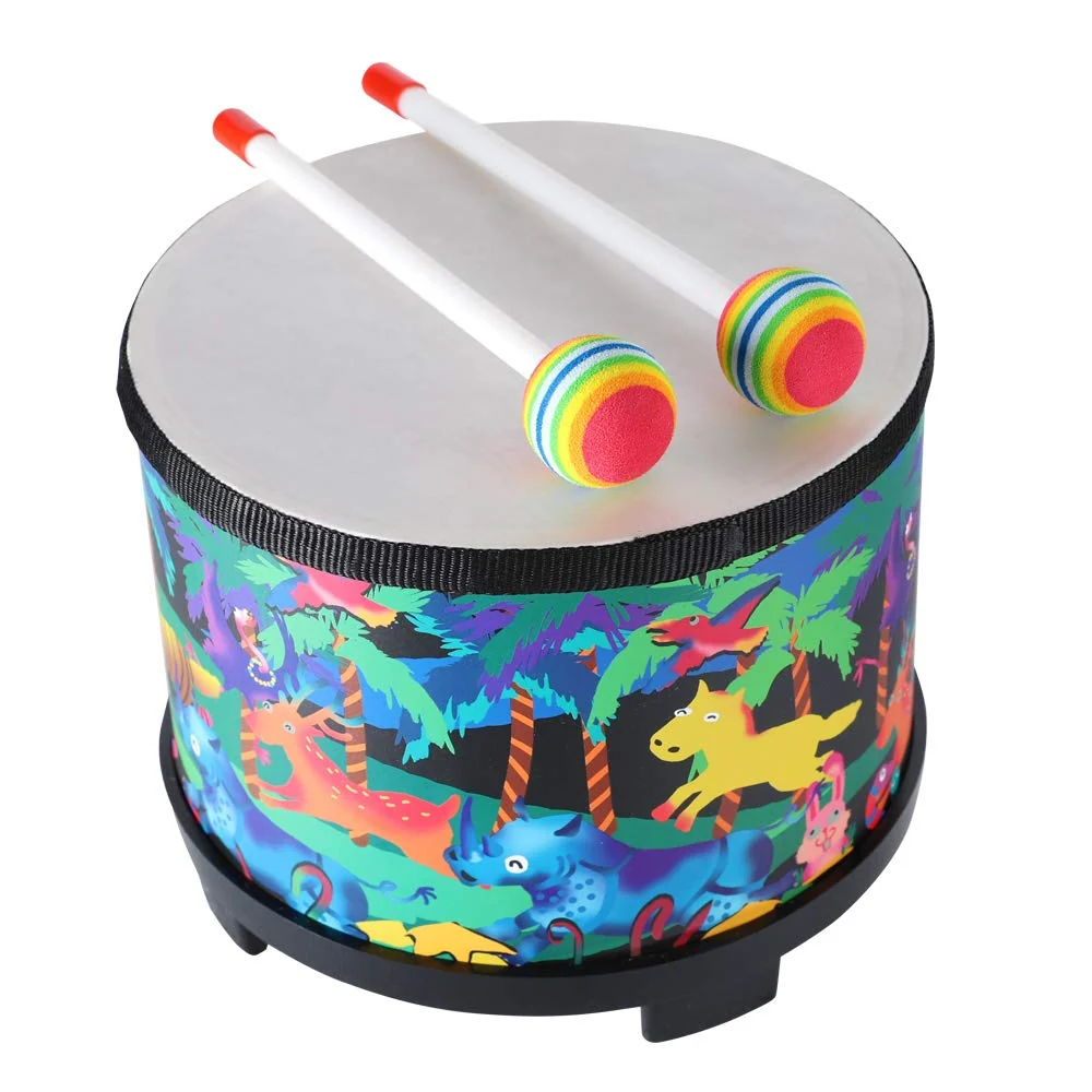 User-Friendly Ubblove 8 Floor Tom Drum for Kids – Percussion Music Toy with 2 Mallets Black Birthday Christmas Gift for Children Natural