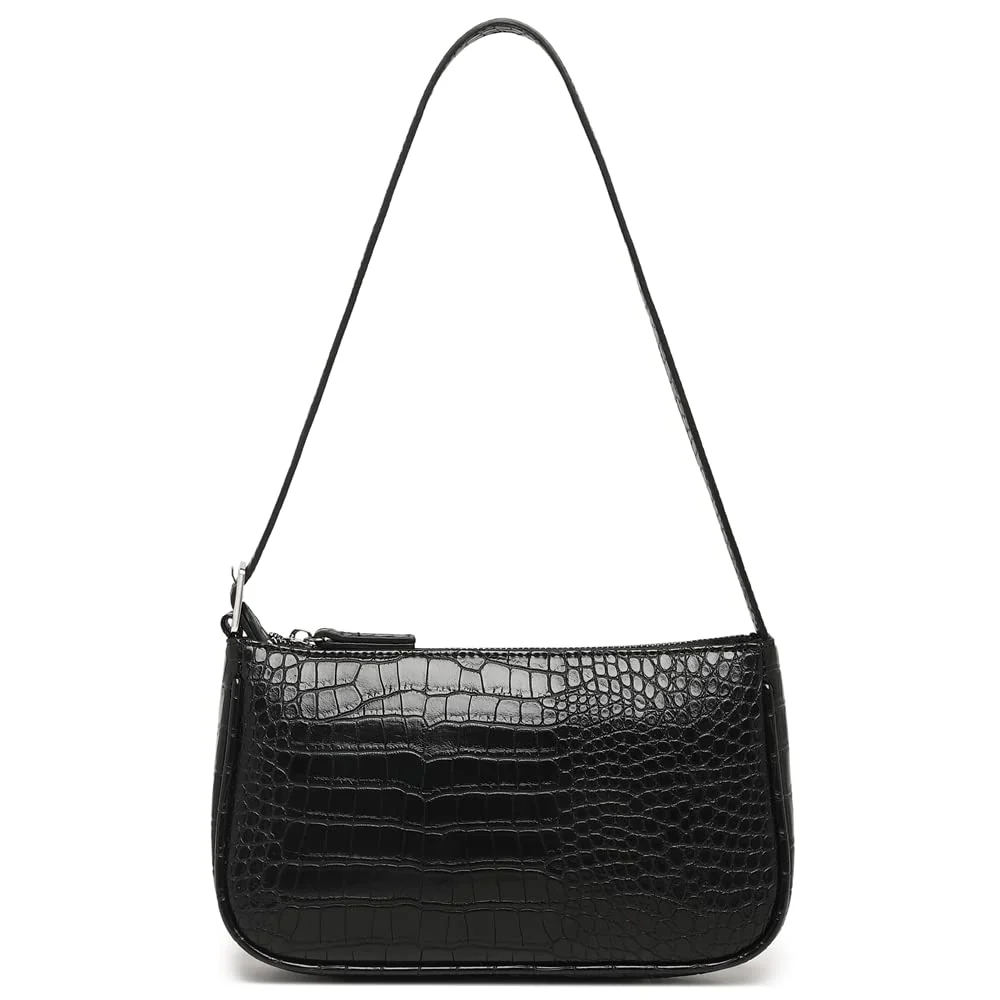 Durable WSRYDJDL Small Purse for Women Adjustable Shoulder Bags Crocodile Pattern Clutch Purse with Zipper Closure Retro Black Fashionable