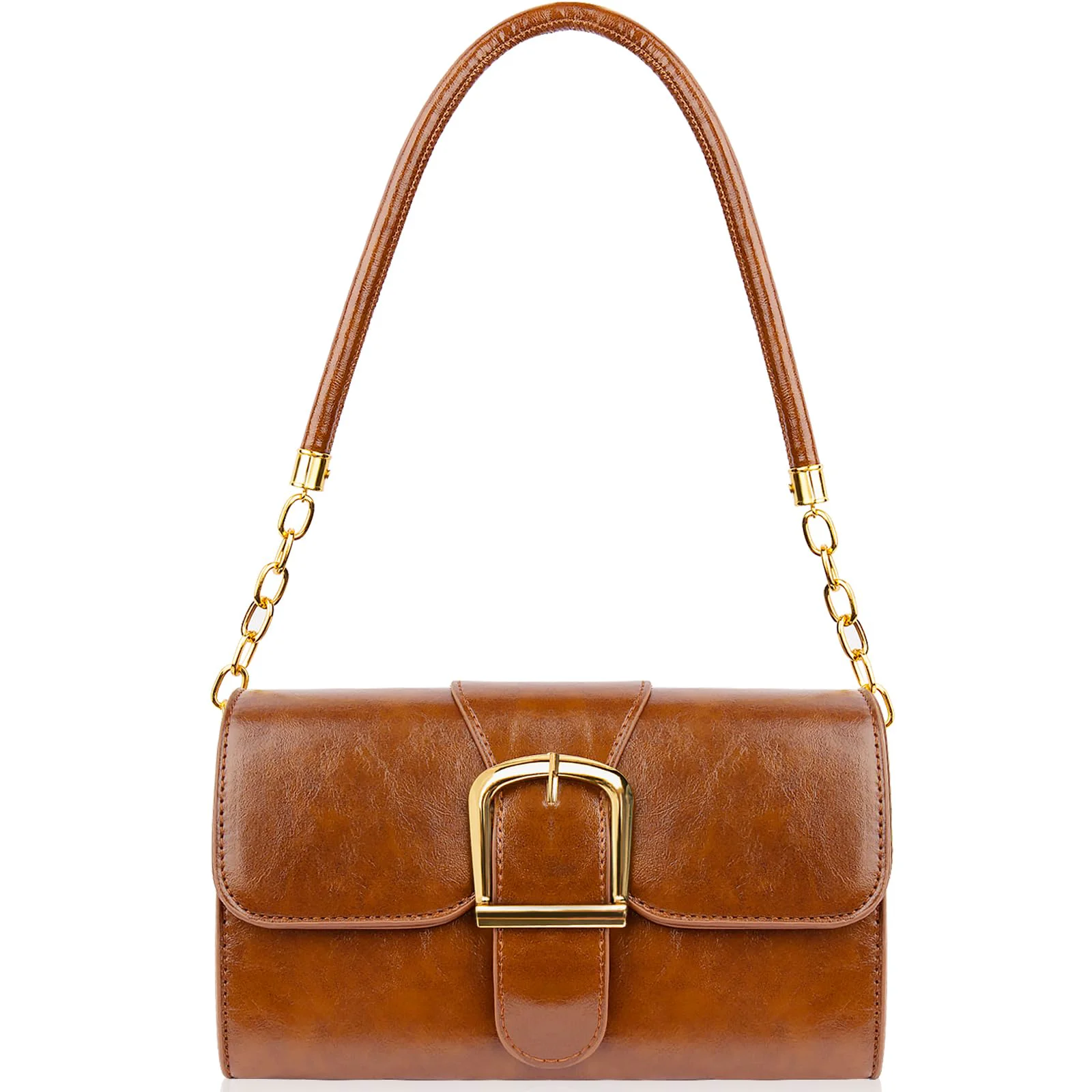 Refined Shoulder Bag for Women Faux Leather Women's Shoulder Handbags Fashionable Tote Purses for Women with Removable Strap and Zipper Closure Brown Contemporary